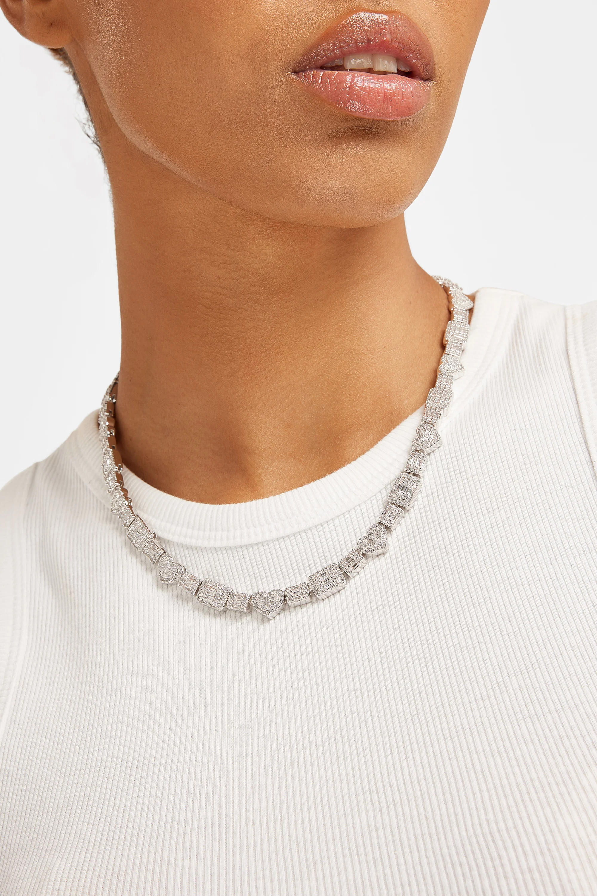 8mm Baguette & Iced Heart Tennis Chain - Image 2
