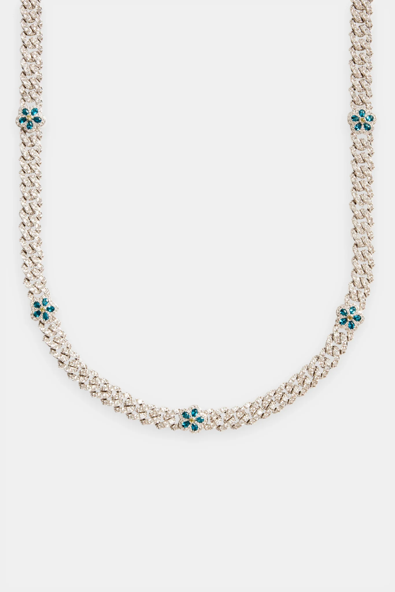 8mm Iced Blue CZ Floral Prong Chain - Image 2