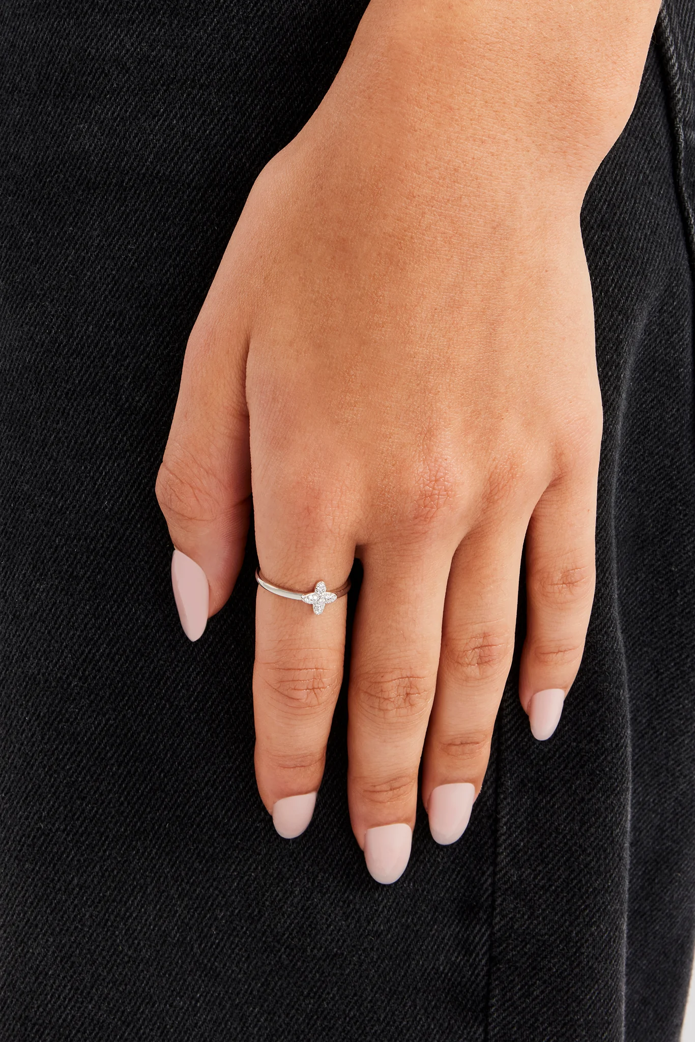 8mm Iced Pave Motif Ring - White - Image 4