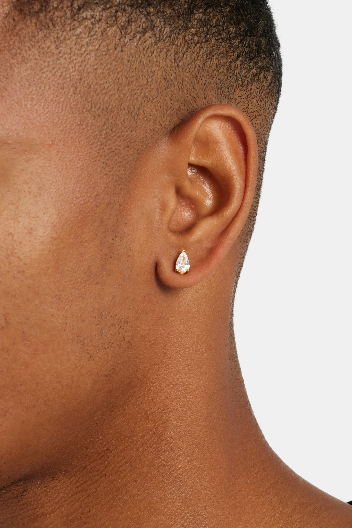 8mm Pear Stud Earrings - Gold - Image 2