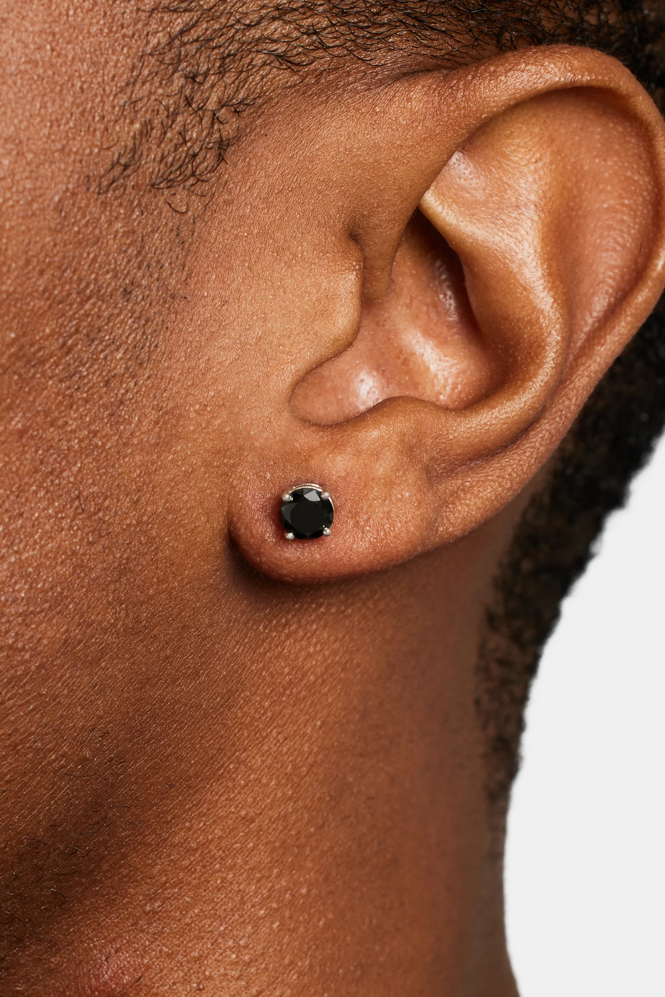 925 6mm Black CZ Round Stud Earrings - Image 2