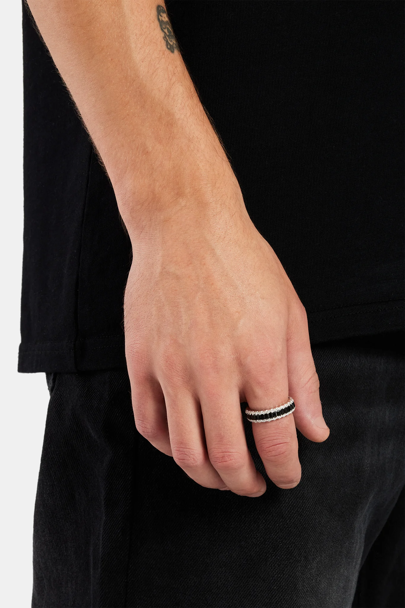 925 Black CZ Baguette Band Ring - Image 2