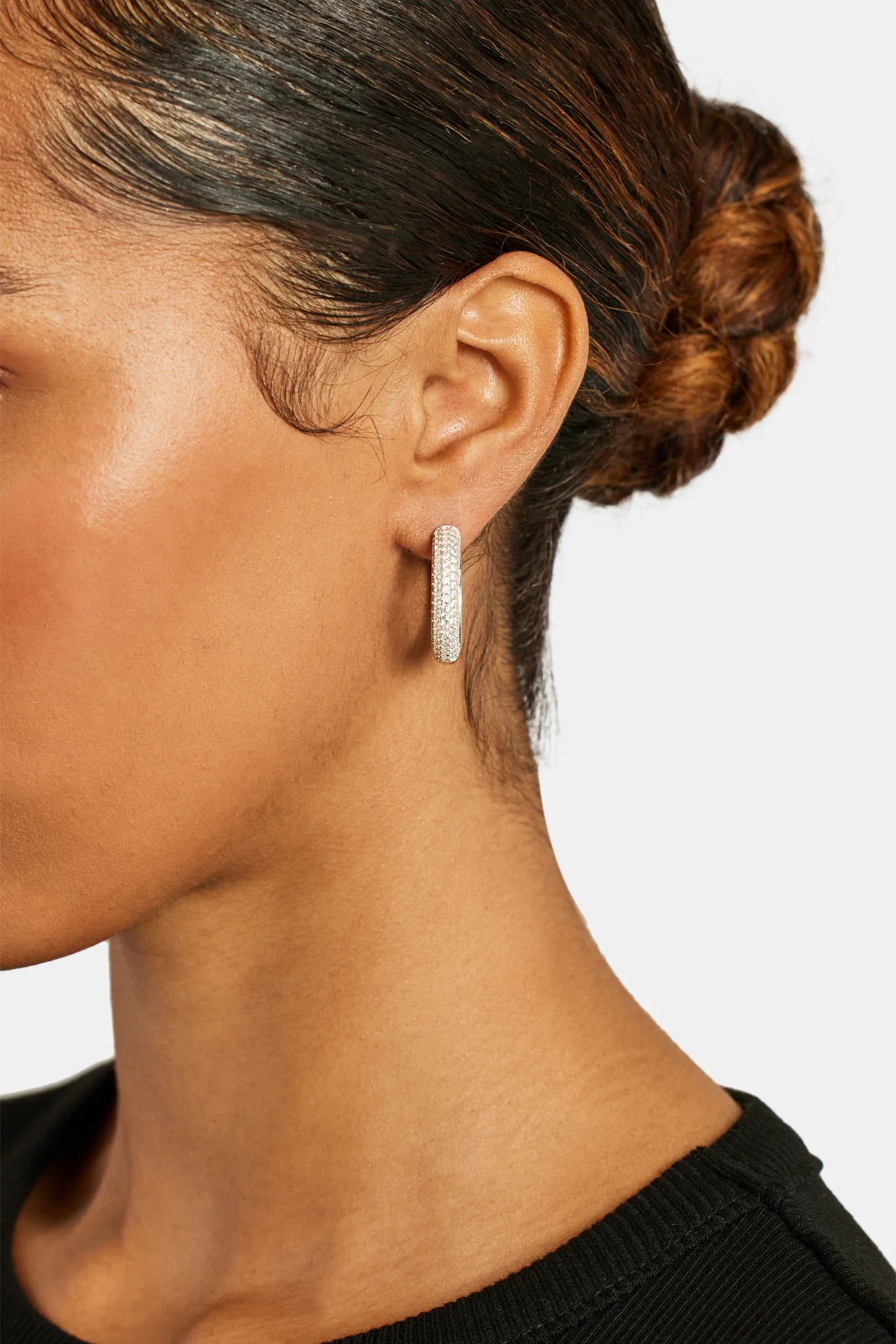 925 Large Iced Hoop Earrings - 25mm - Image 2