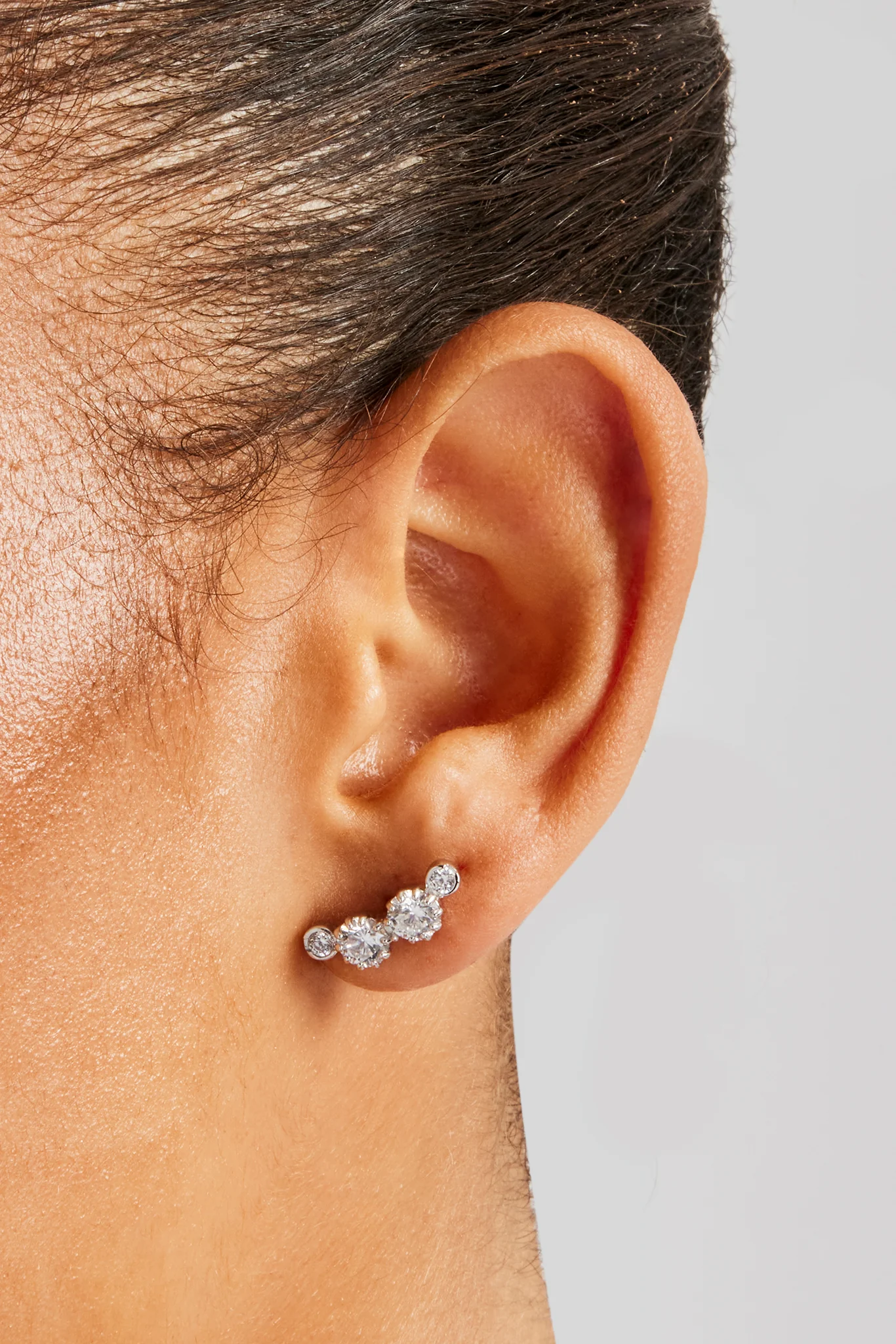 925 Multi CZ Stud Earrings - White - Image 3
