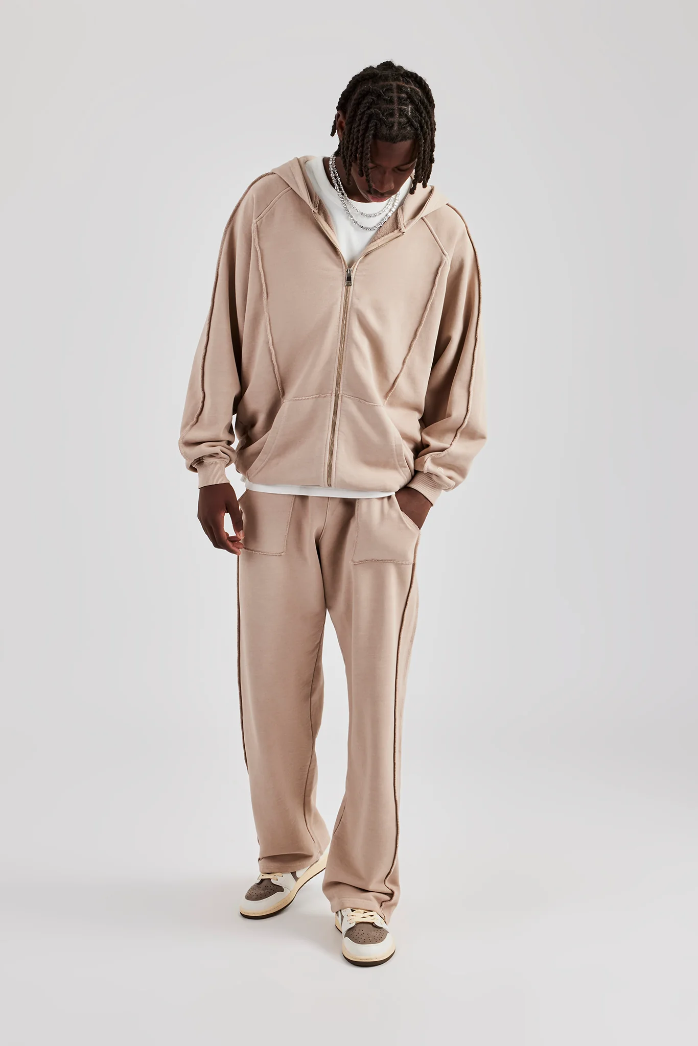 Acid Exposed Seam Jogger - Stone - Image 4
