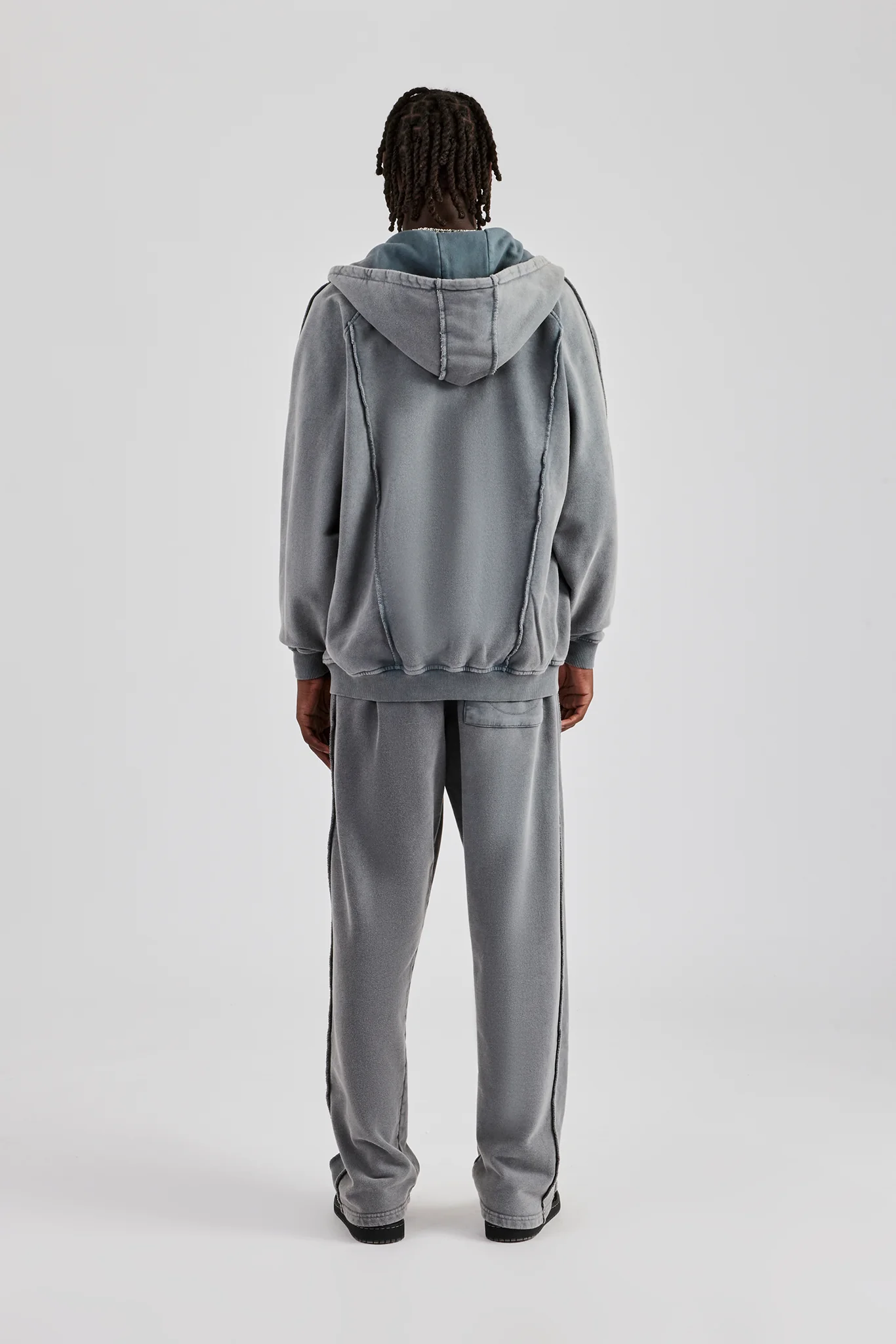 Acid Exposed Seam Zip Through Tracksuit - Charcoal - Image 4