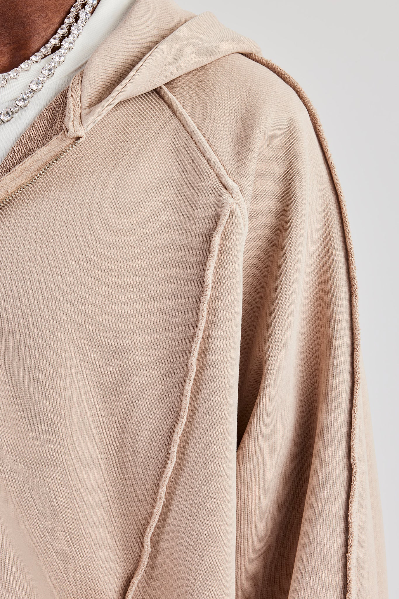 Acid Exposed Seam Zip Through Tracksuit - Stone - Image 3