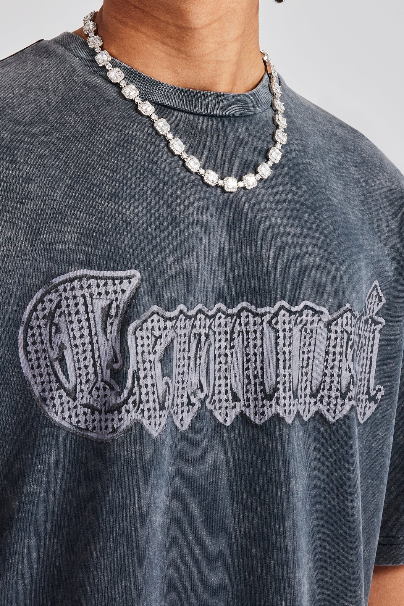 Acid Wash Cernucci Chrome Oversized T-Shirt - Image 3