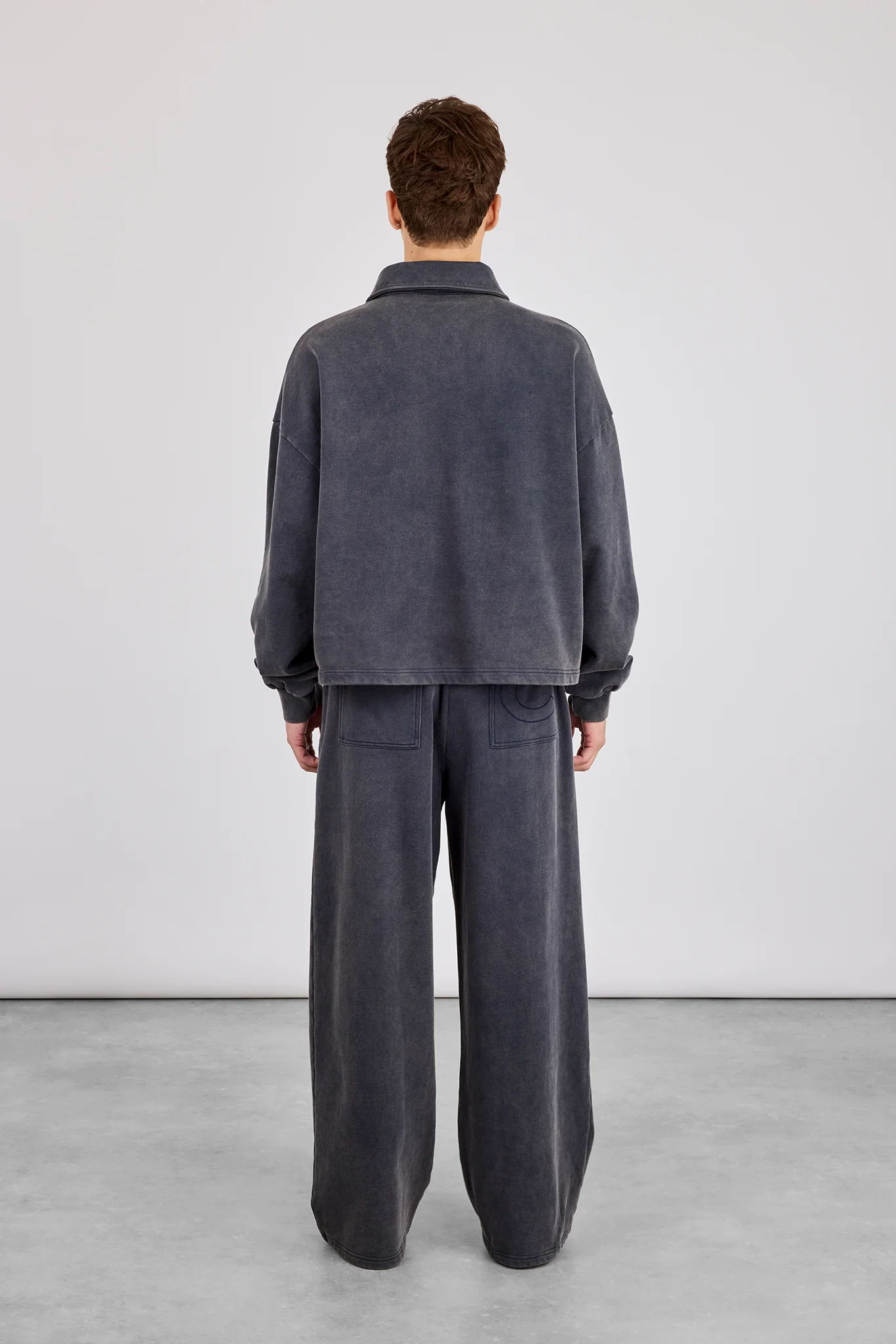 Acid Wash Rugby Polo & Baggy Jogger - Washed Navy - Image 4