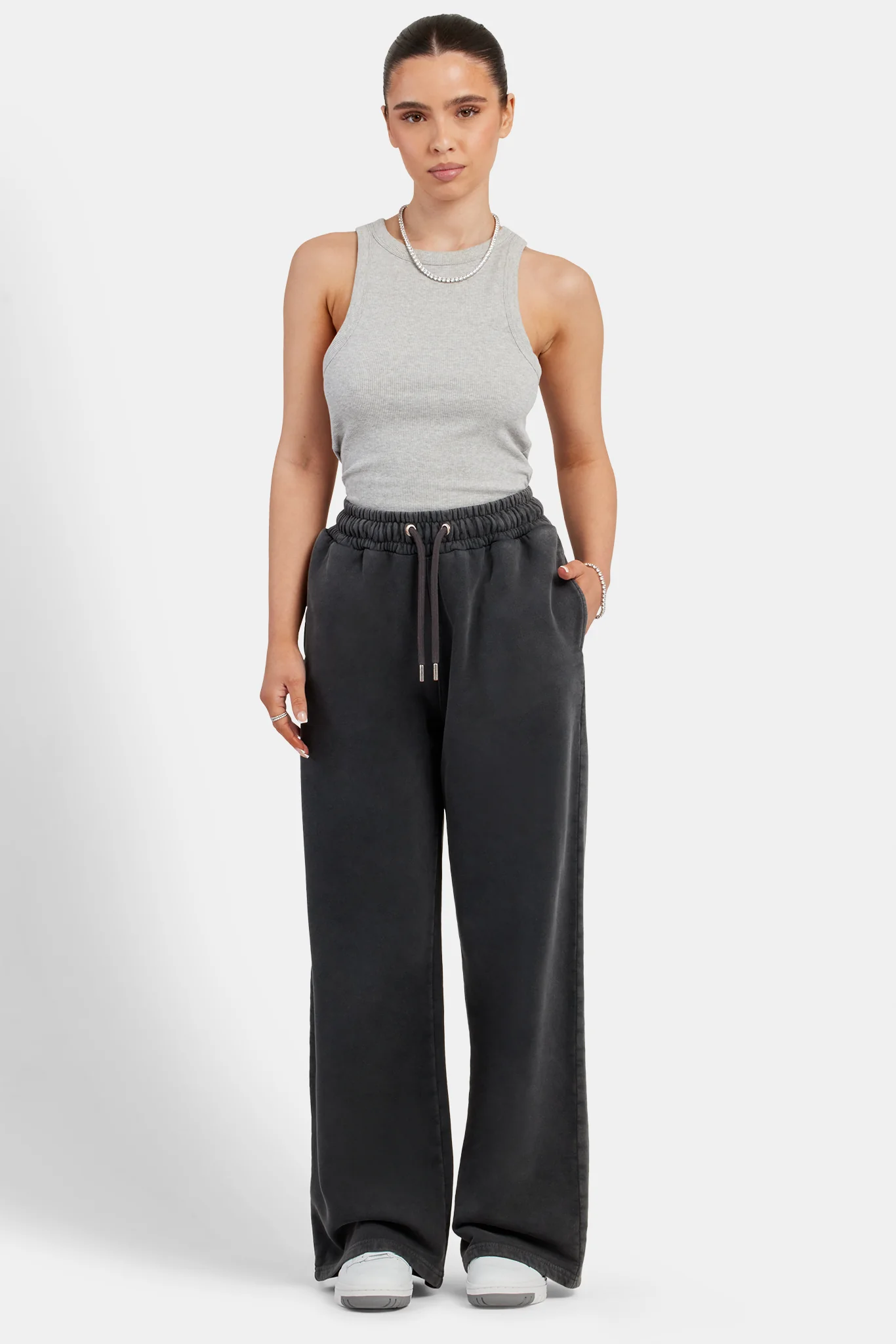 Acid Wash Wide Leg Jogger - Charcoal - Image 2