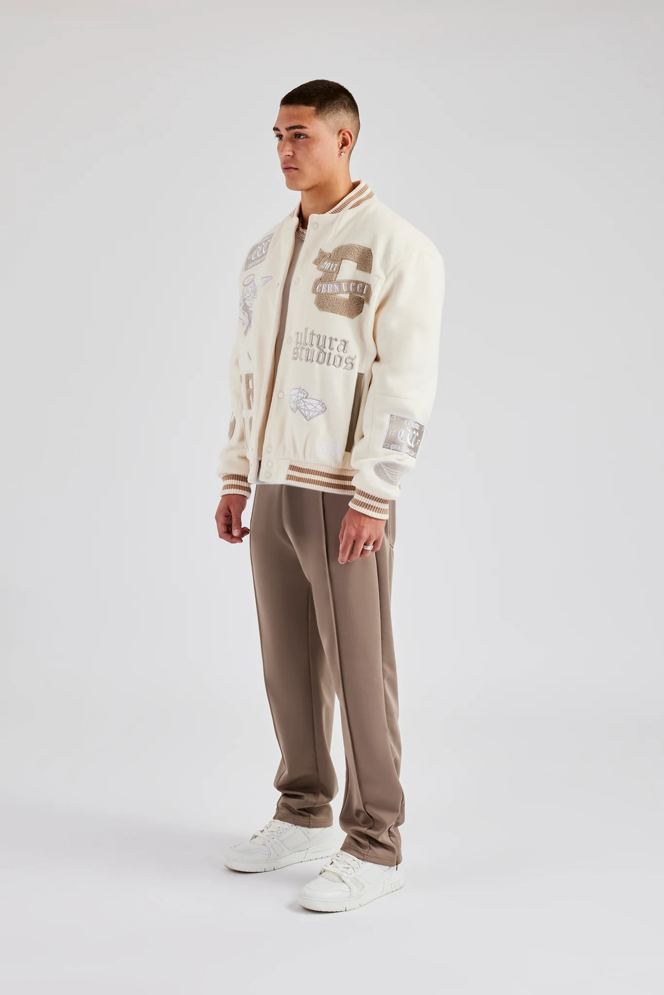 Badge Varsity Bomber Jacket - Off White - Image 2