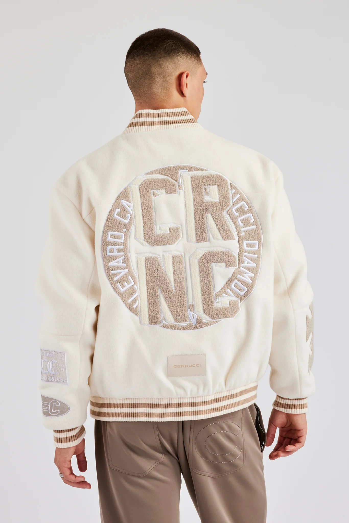 Badge Varsity Bomber Jacket - Off White - Image 3