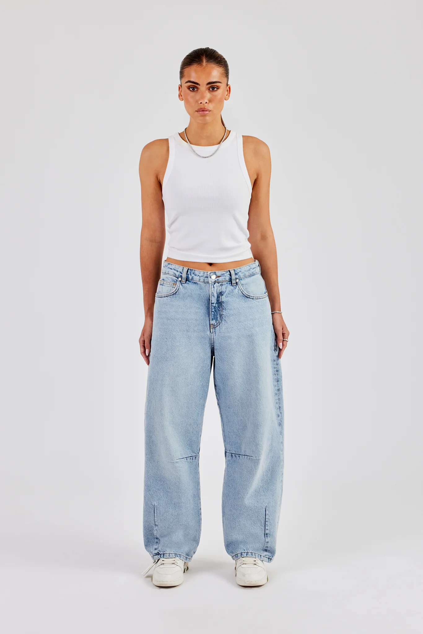 Baggy Balloon Fit Jeans - Light Blue - Image 3