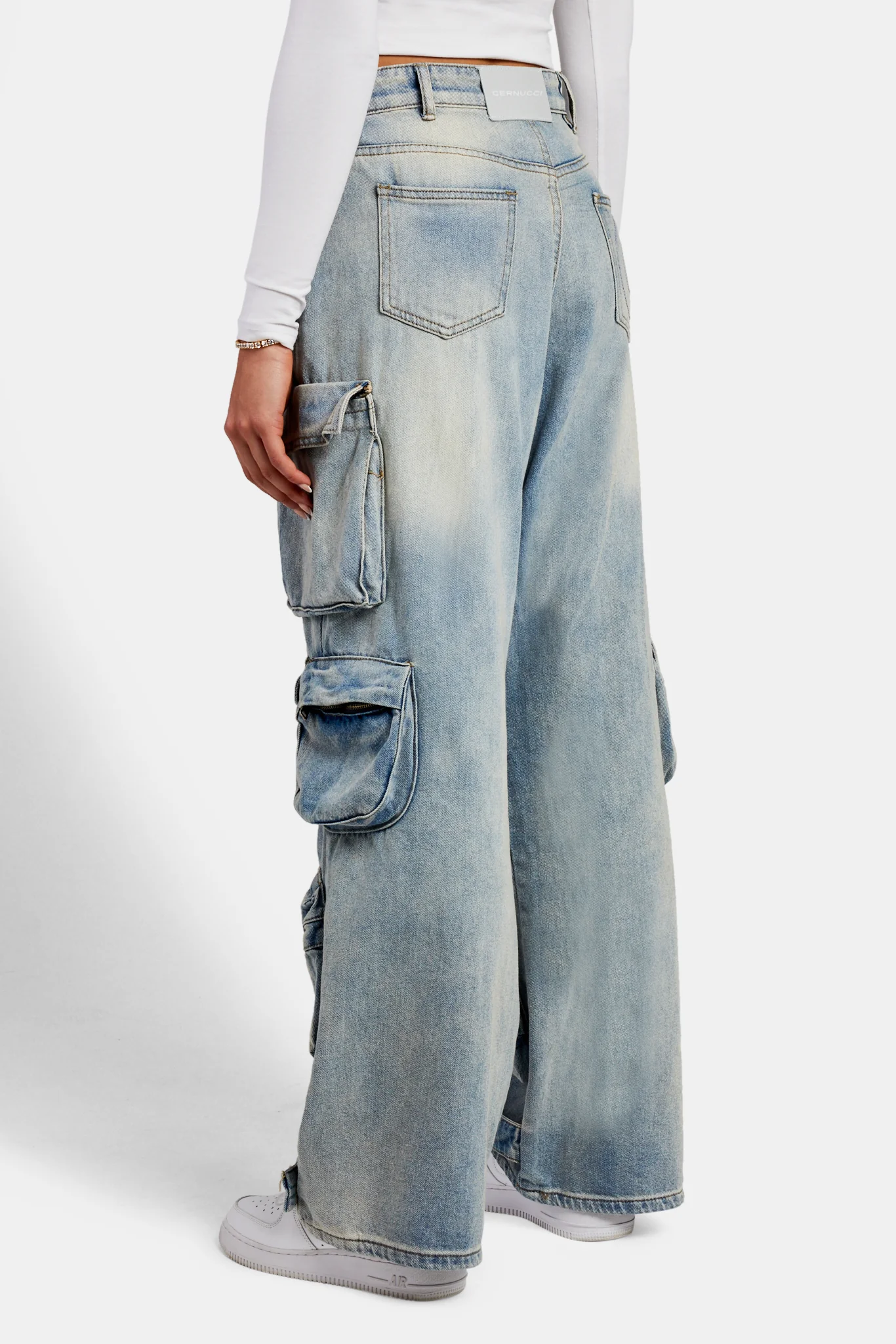 Baggy Cargo Jeans - Bleach Wash - Image 5