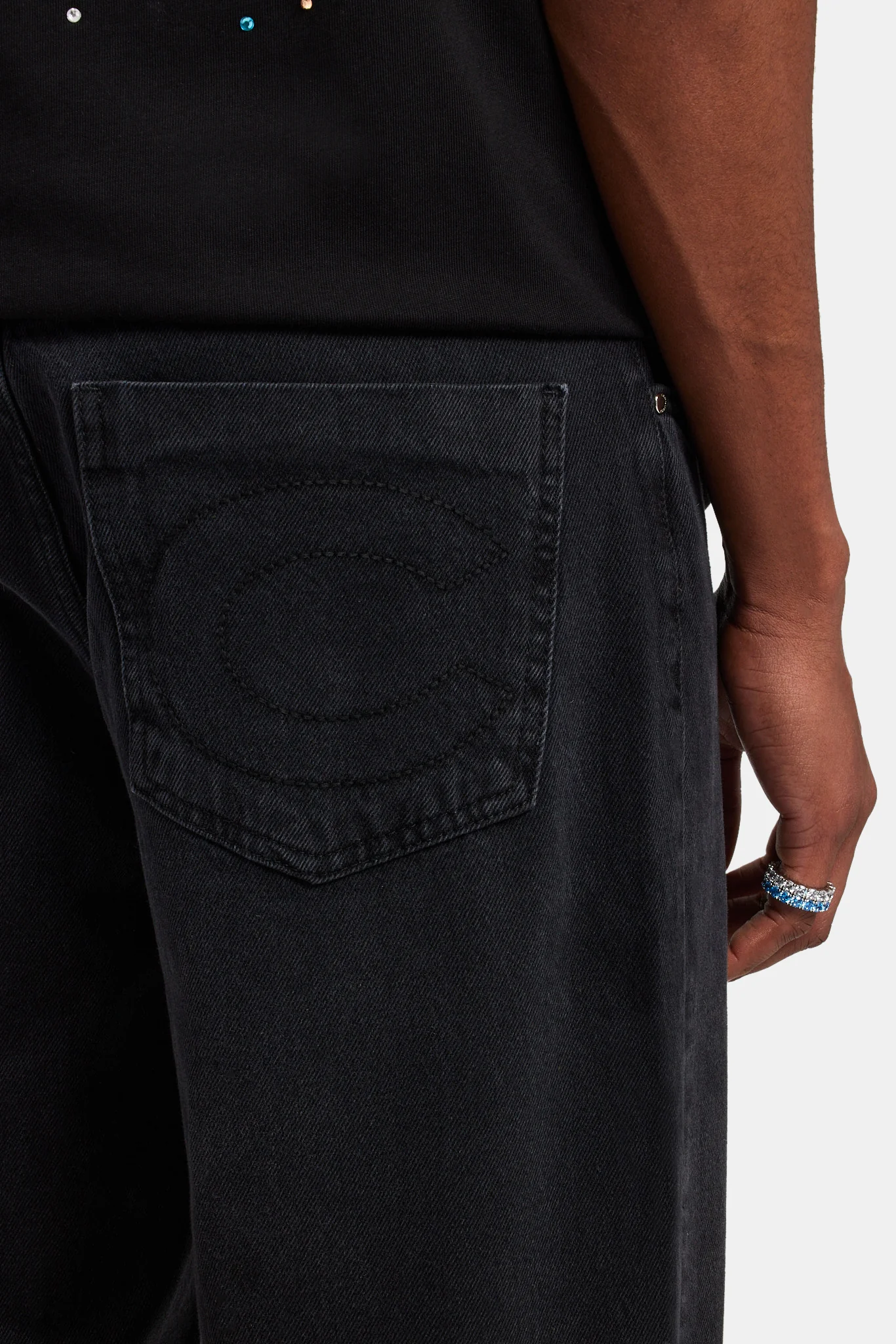 Baggy Fit Jeans - Washed Black - Image 4