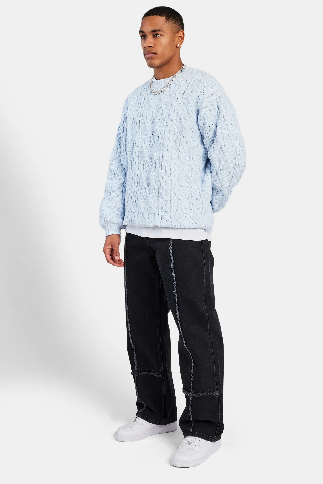 Baggy Fit Raw Edge Jean - Washed Black - Image 2