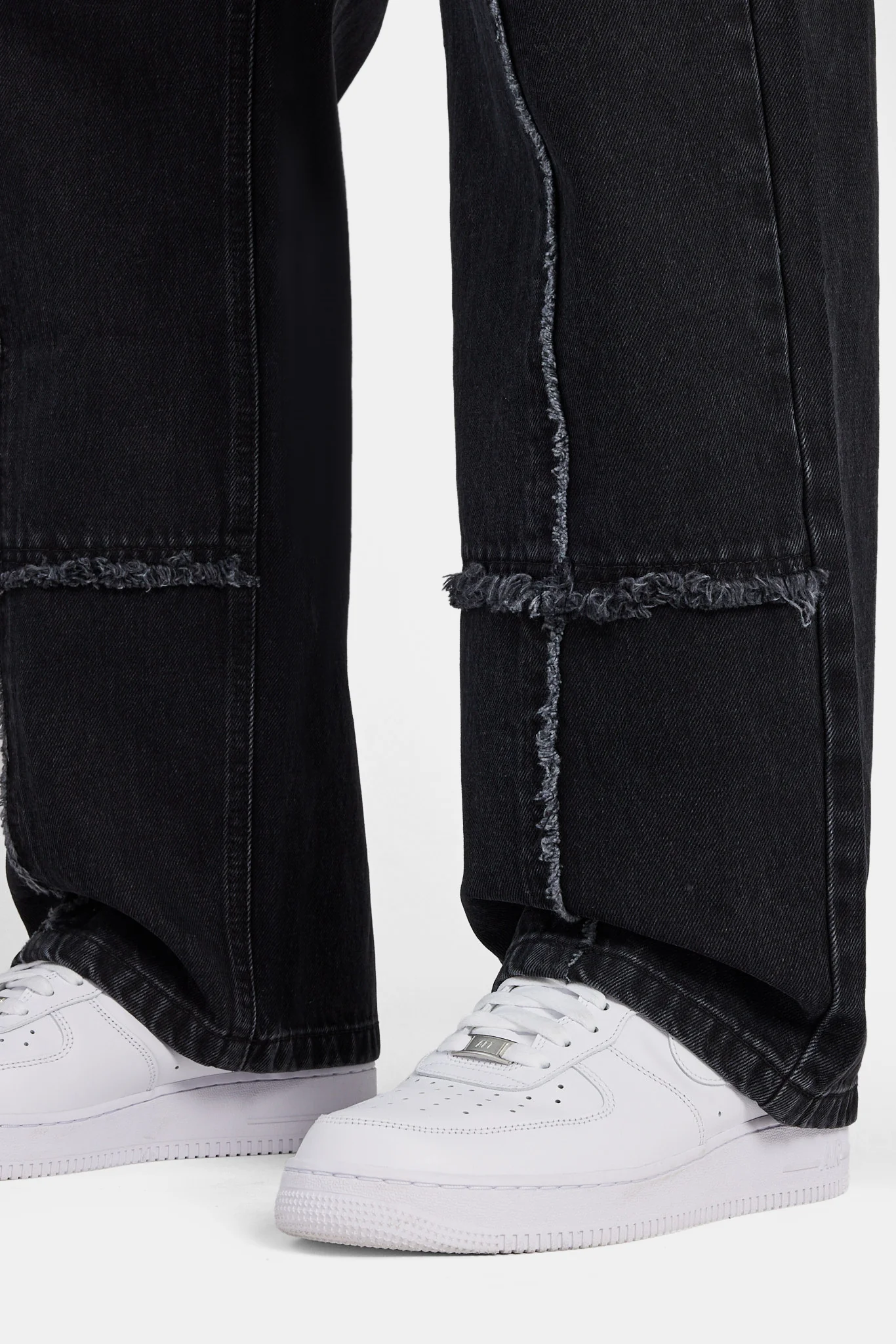 Baggy Fit Raw Edge Jean - Washed Black - Image 5