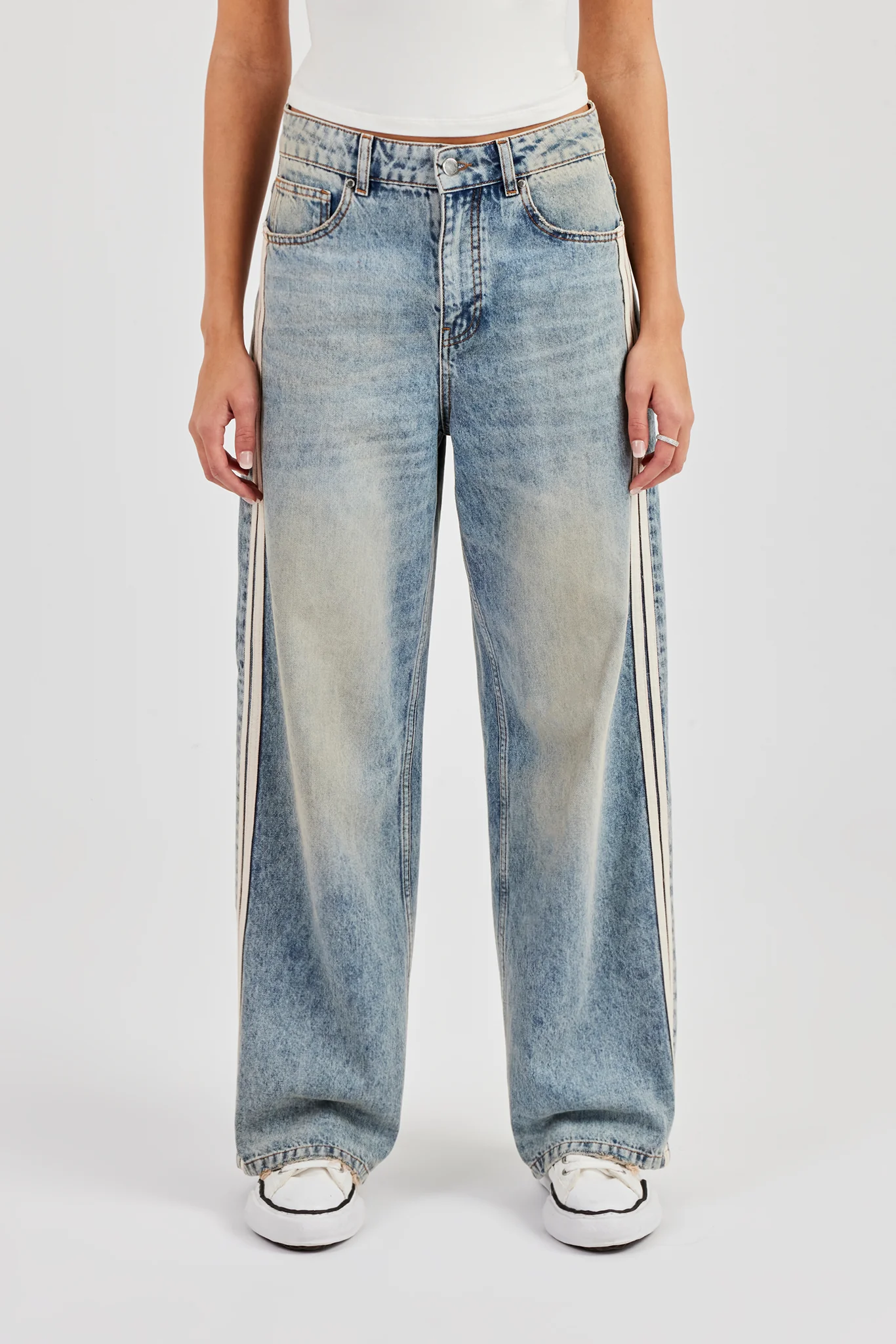 Baggy Fit Tape Detail Jean - Antique Wash - Image 2