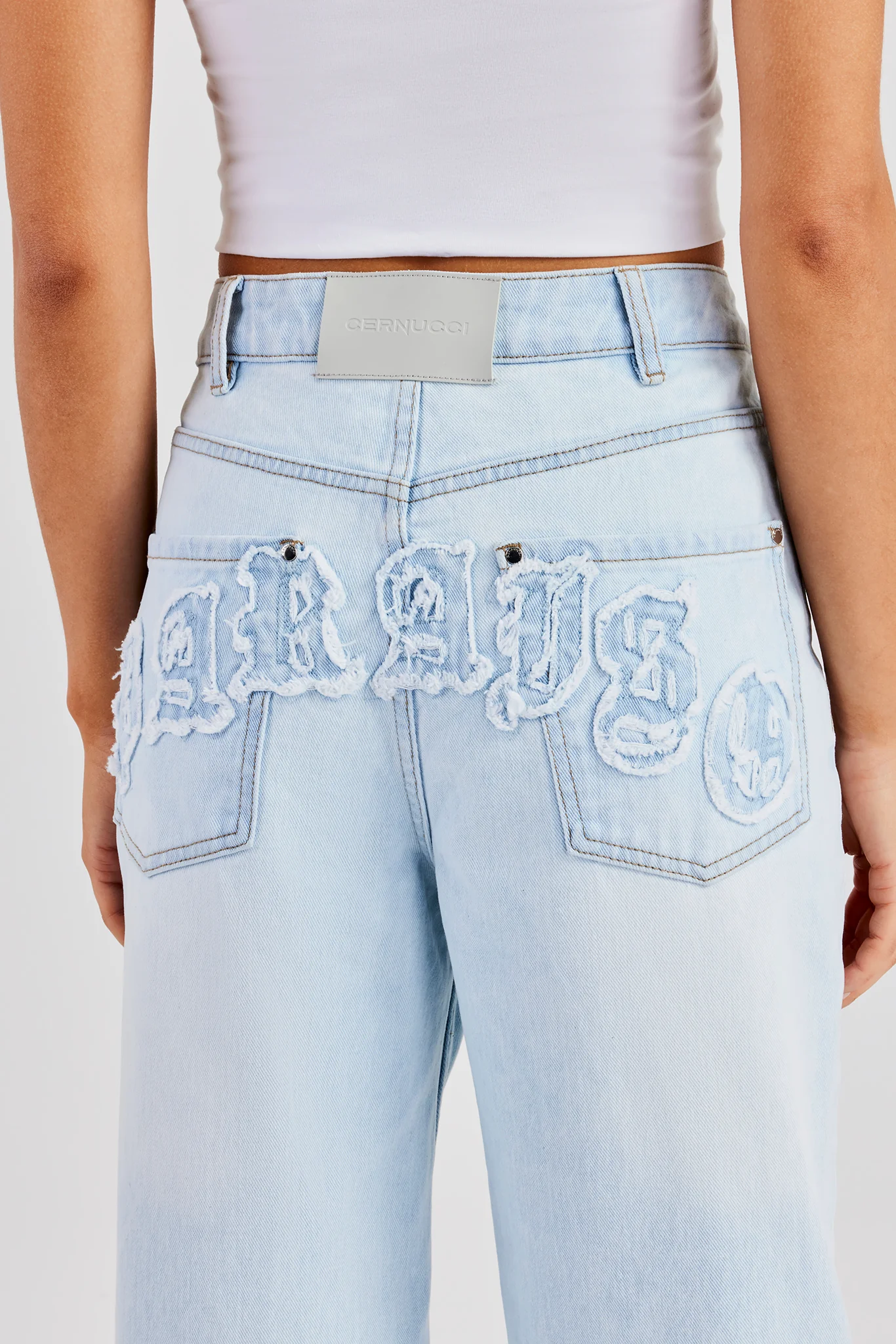 Baggy Paraiso Applique Jeans - Light Blue - Image 4