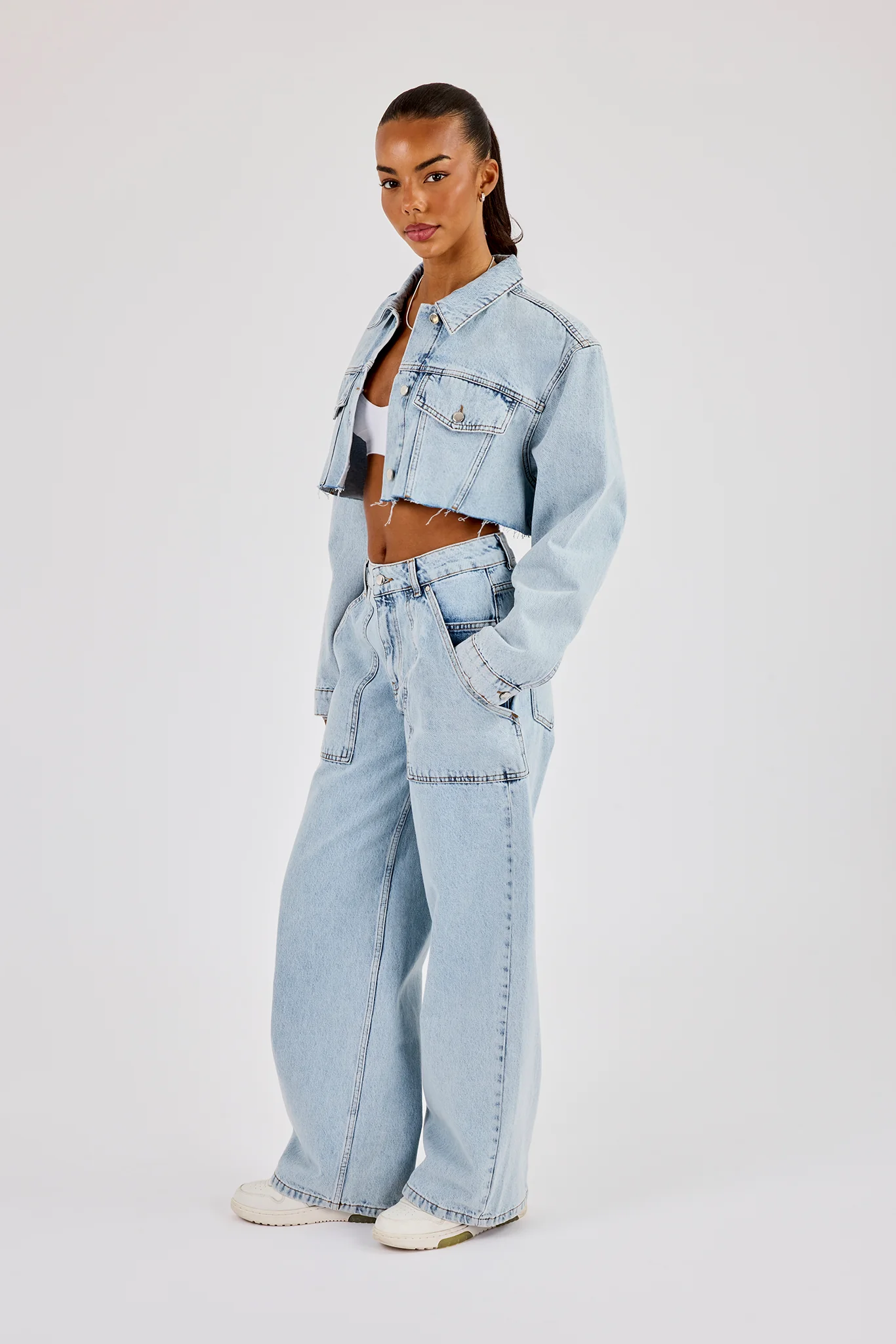 Baggy Pocket Detail Jean - Light Blue - Image 4