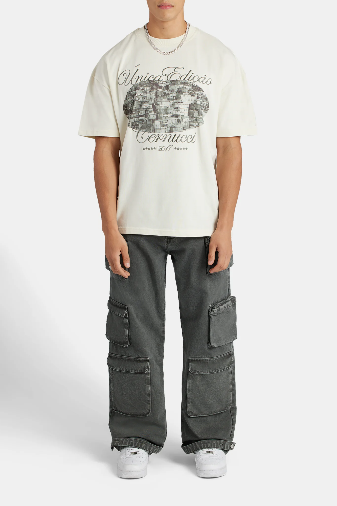 Baggy Utility Cargo Jeans - Dark Grey - Image 3