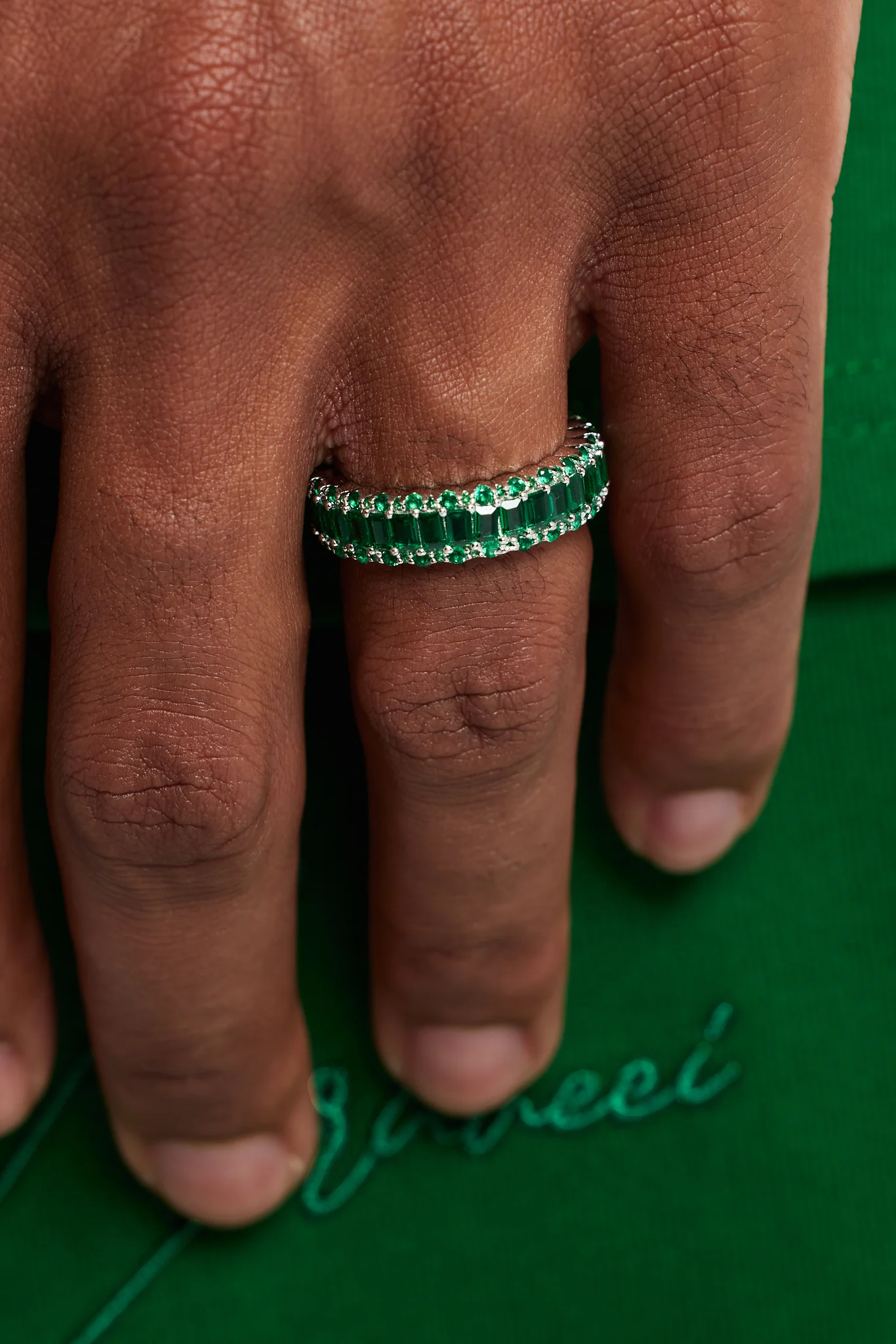 Baguette Band Ring - Dark Green - Image 2