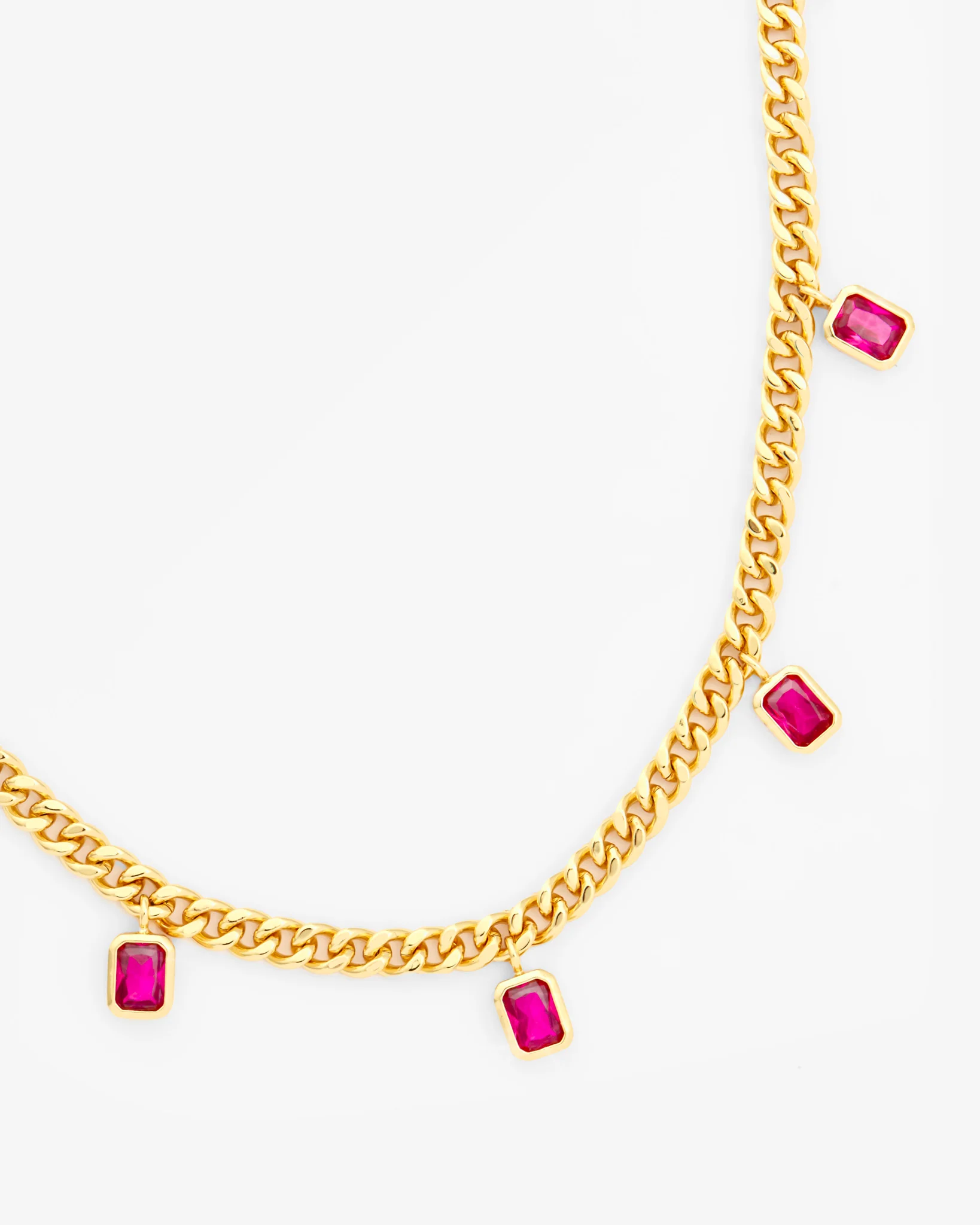 Baguette Bezel Curb Chain - Gold - Image 3