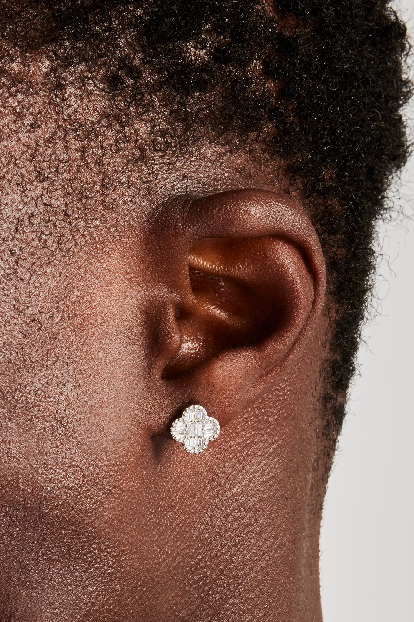 Baguette Motif Stud Earrings - 10mm - Image 2