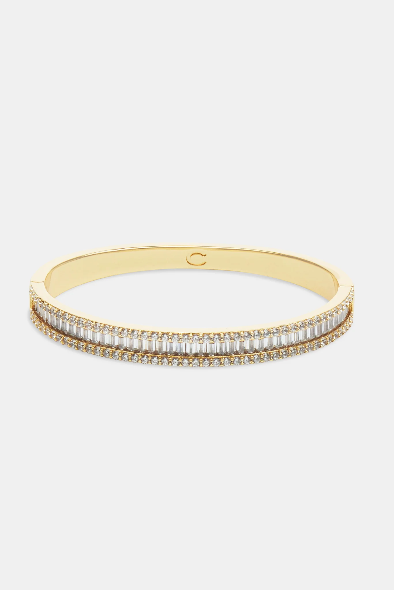 Baguette Stone Bangle - Gold 8mm - Image 2