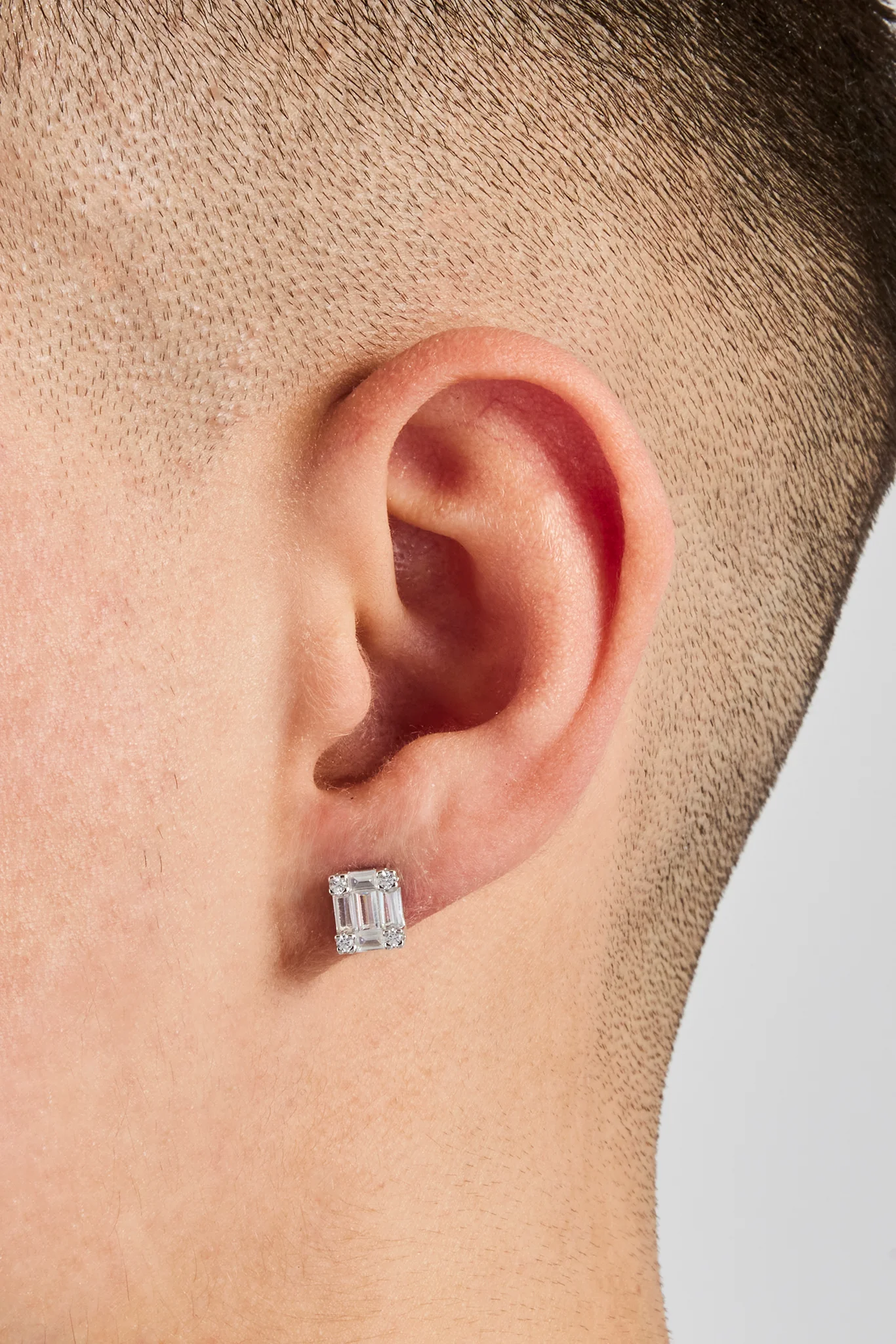 Baguette Stud Earrings - 6mm - Image 2
