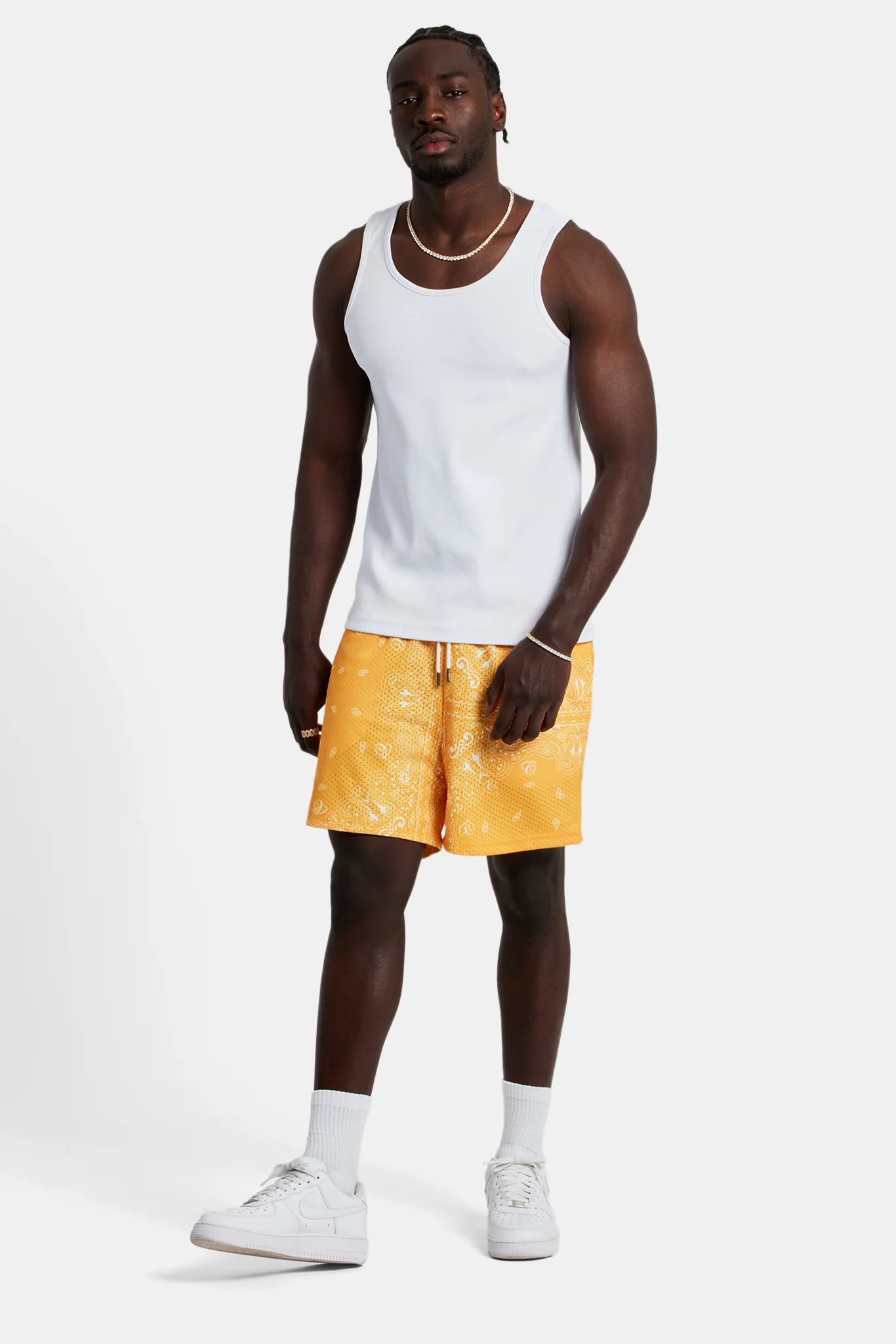 Bandana Printed Mesh Short - Orange - Image 5