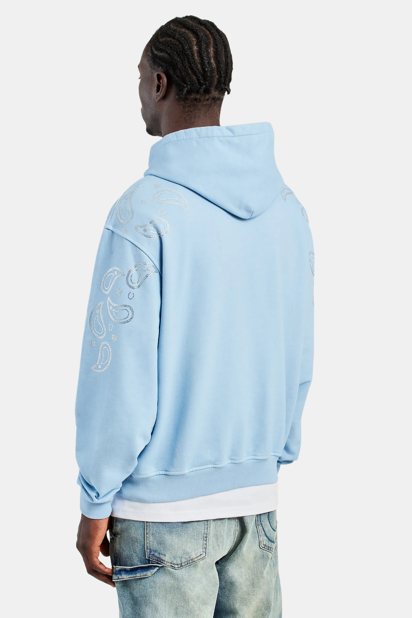 Bandana Rhinestone Hoodie - Washed Blue - Image 2