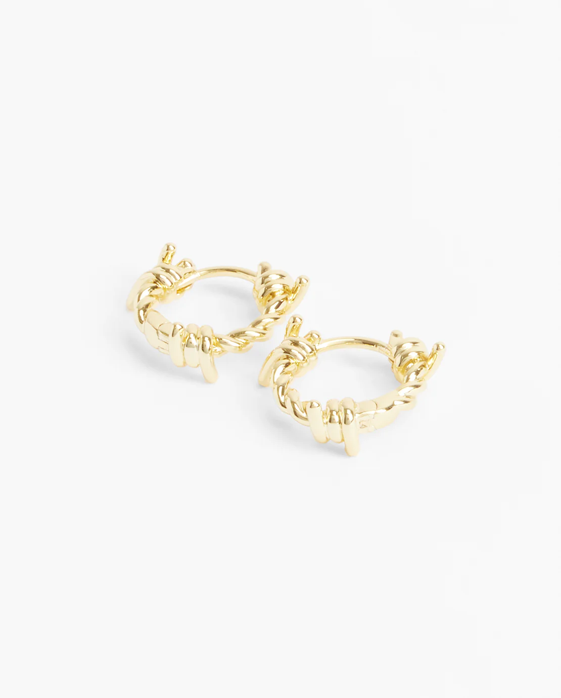 Barbed Wire Huggie Earrings - Gold