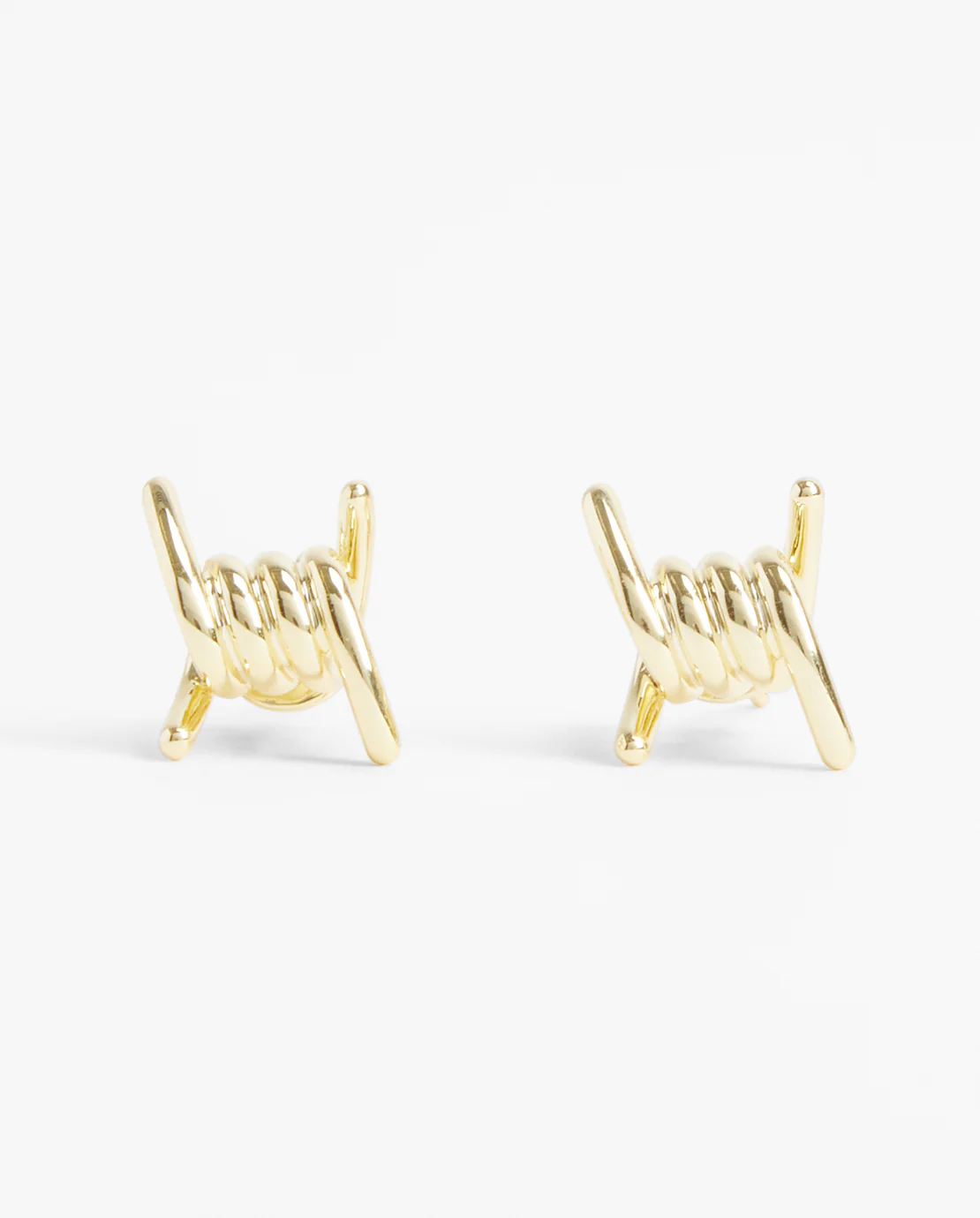 Barbed Wire Stud Earrings - Gold