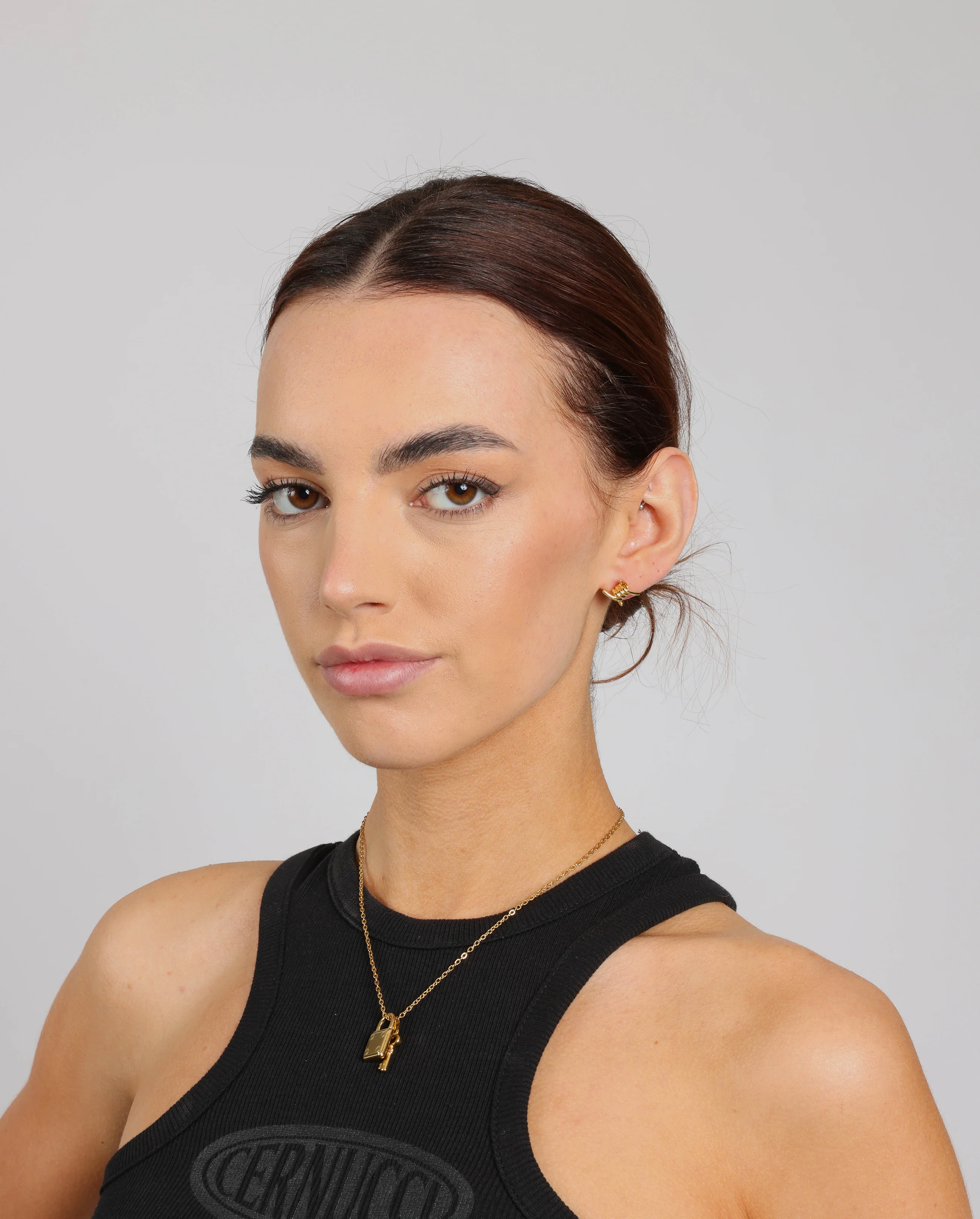 Barbed Wire Stud Earrings - Gold - Image 2