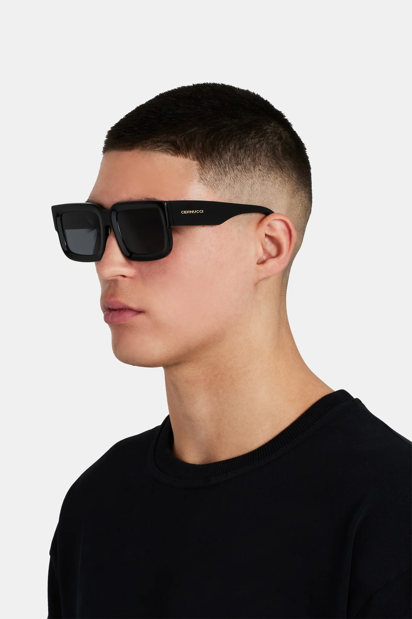 Beseled Chunky Square Acetate Frame Sunglasses - Black - Image 2