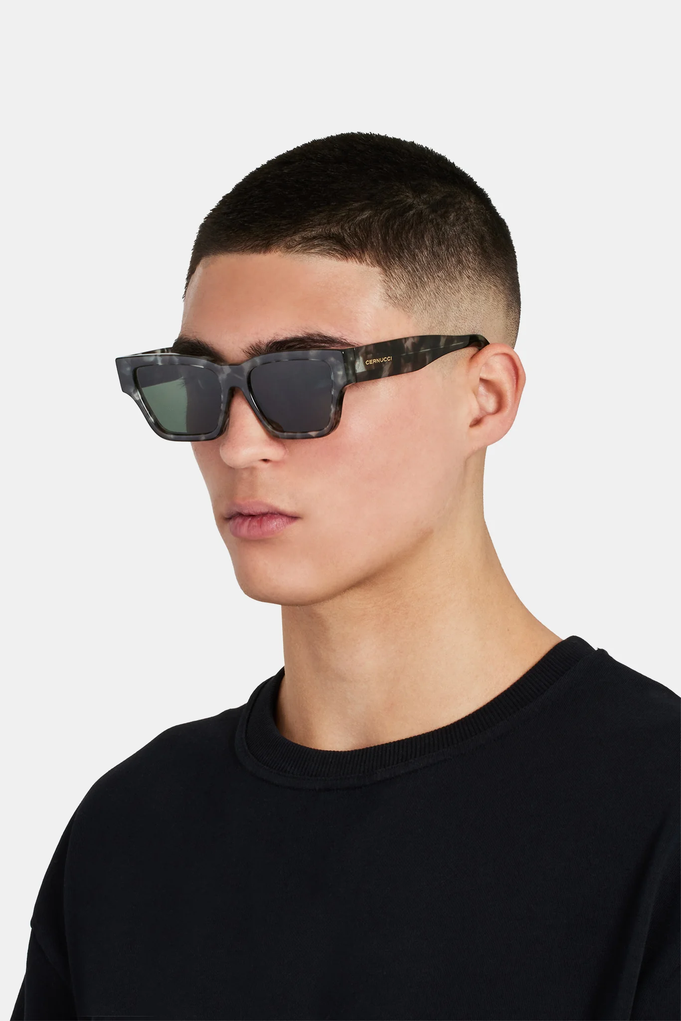 Beseled Chunky Square Marble Acetate Frame Sunglasses - Multi - Image 2