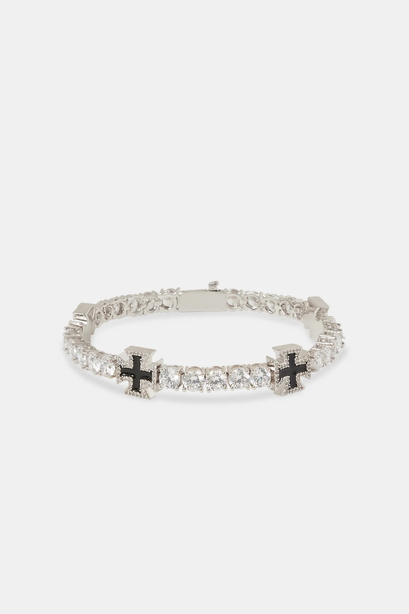 Black Cross Motif Tennis Bracelet - 5mm - Image 2
