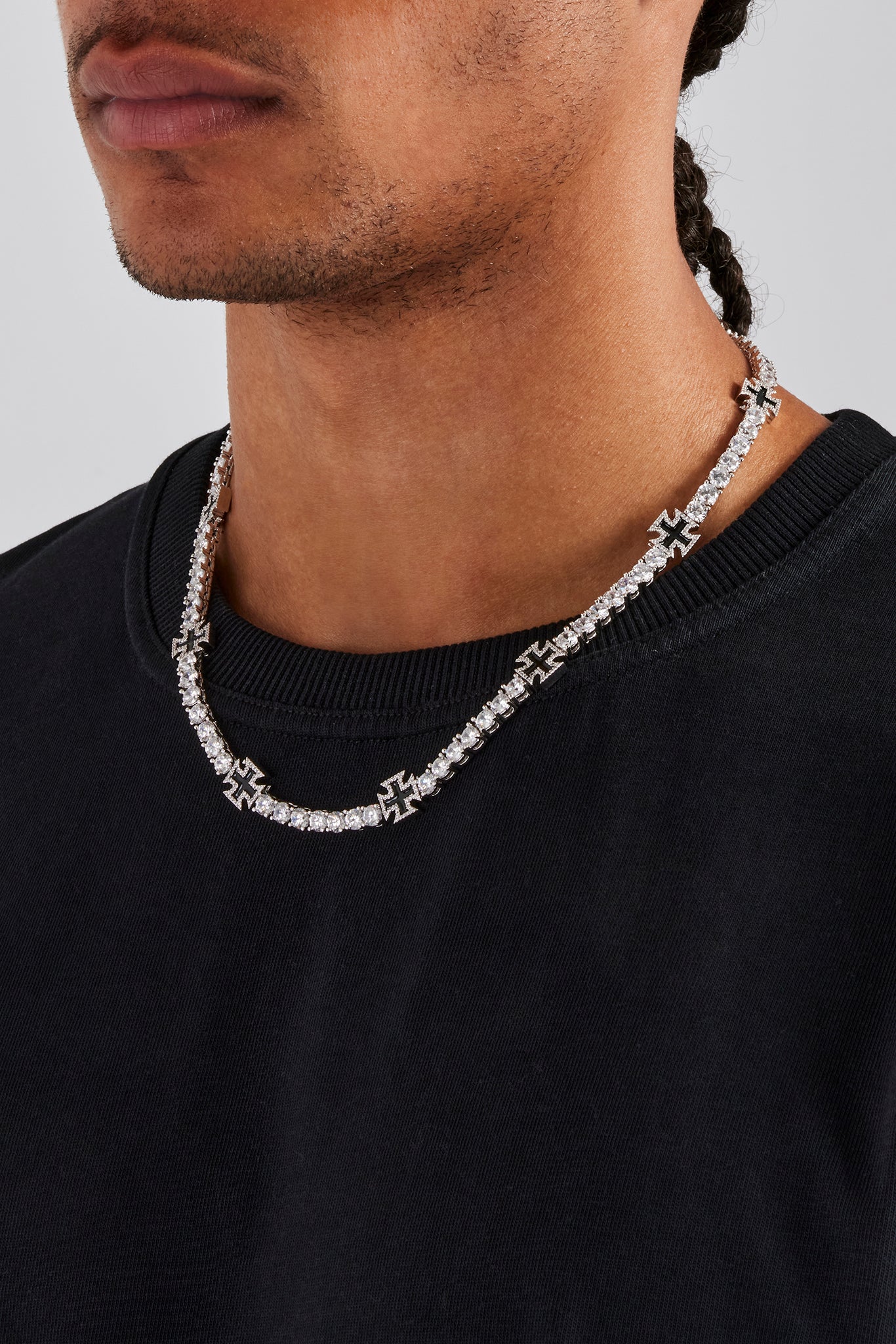Black Cross Motif Tennis Chain - 5mm - Image 3