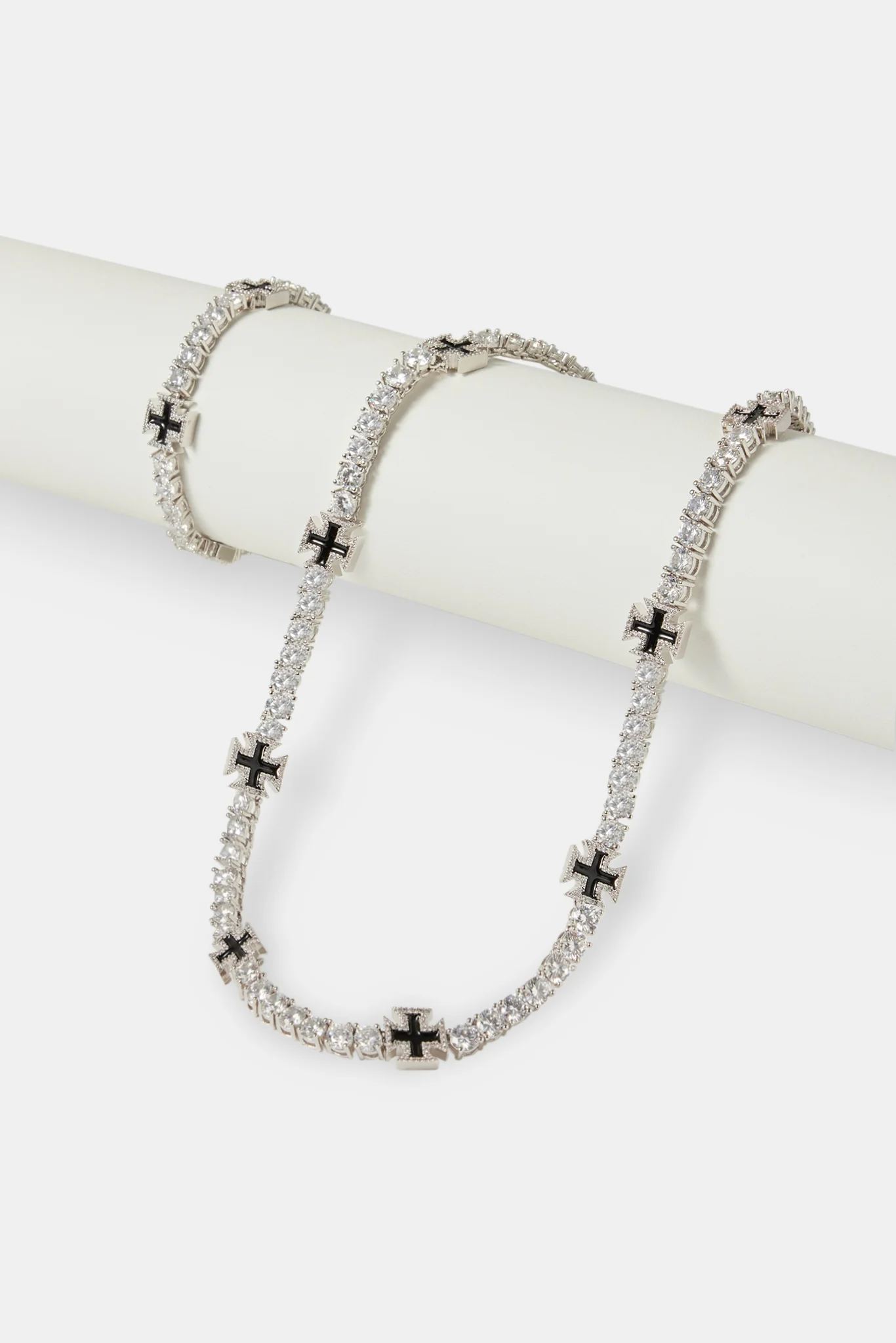 Black Cross Motif Tennis Chain & Bracelet - 5mm - Image 2