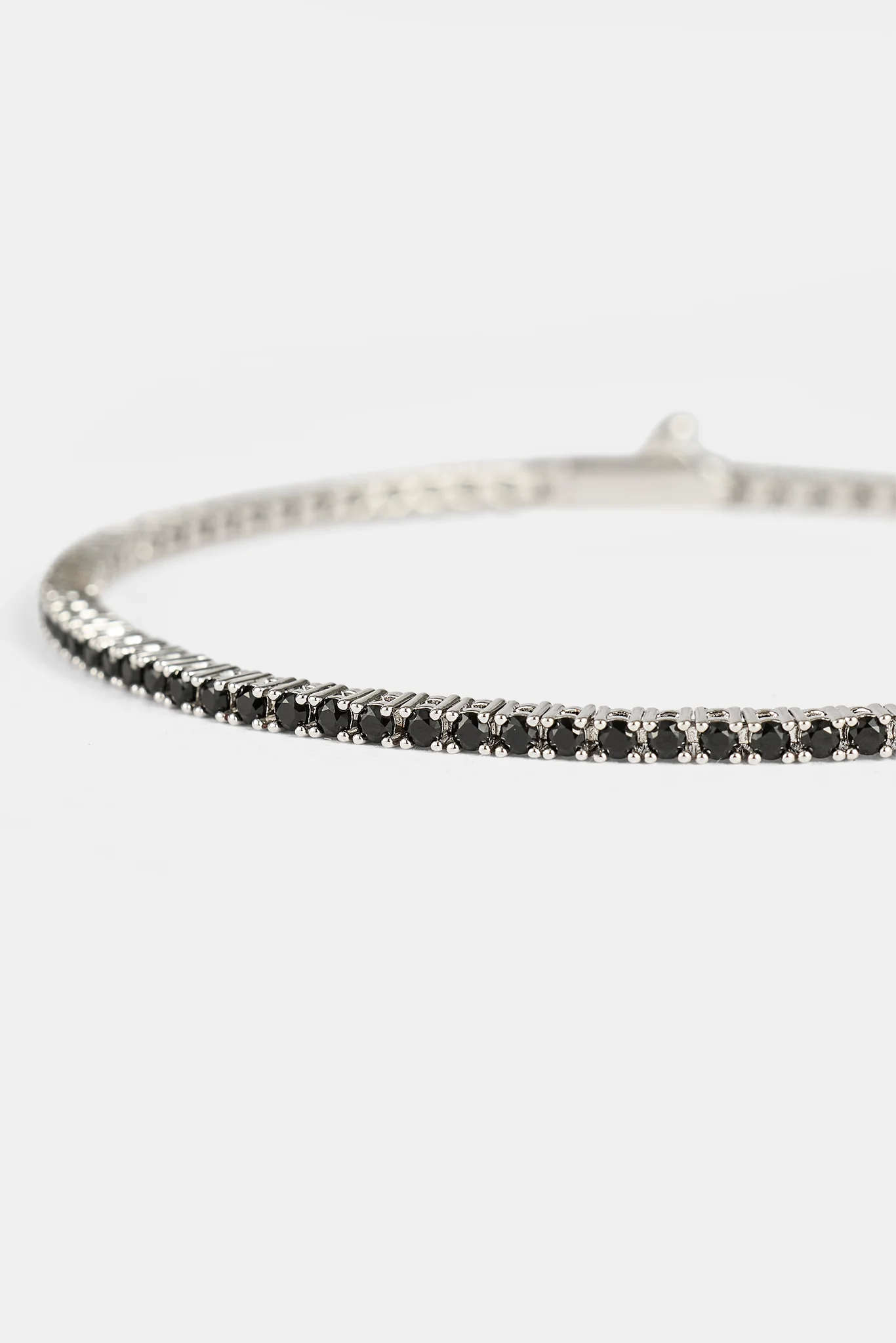 Black CZ Tennis Bracelet - 2mm - White - Image 3
