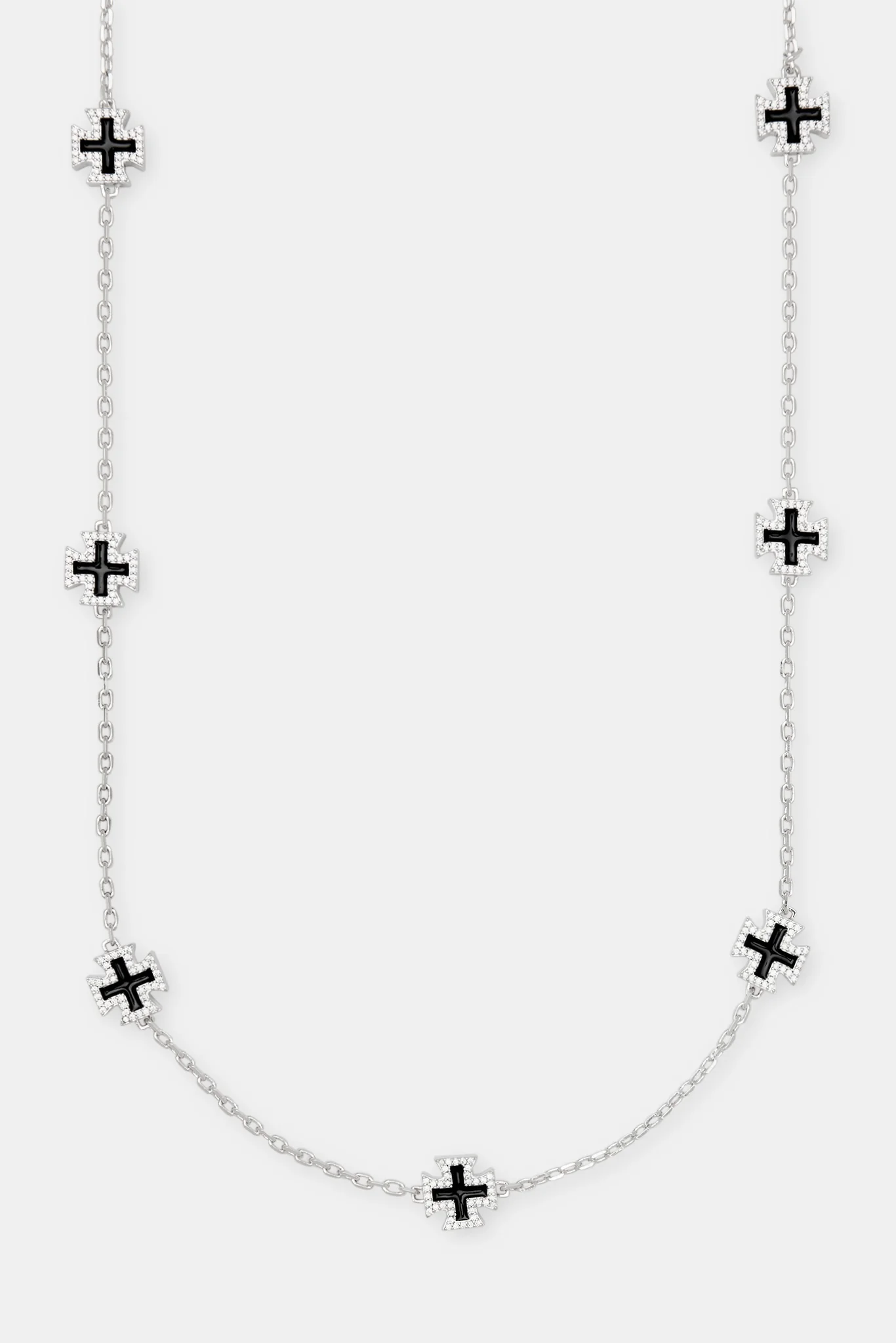 Black Enamel Cross Motif Chain - 12mm - Image 2