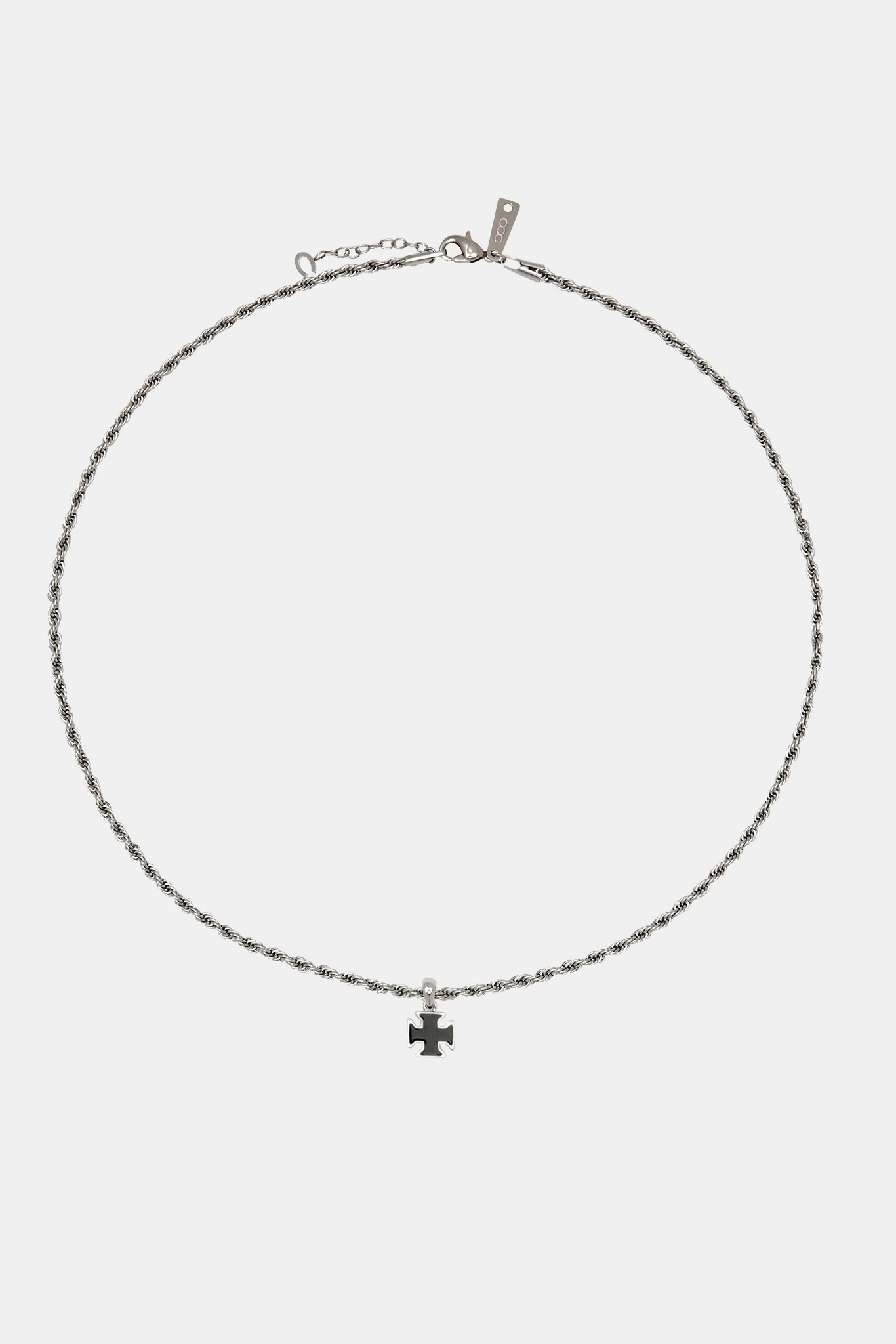 Black Enamel Cross Motif Necklace - 10mm - Image 4
