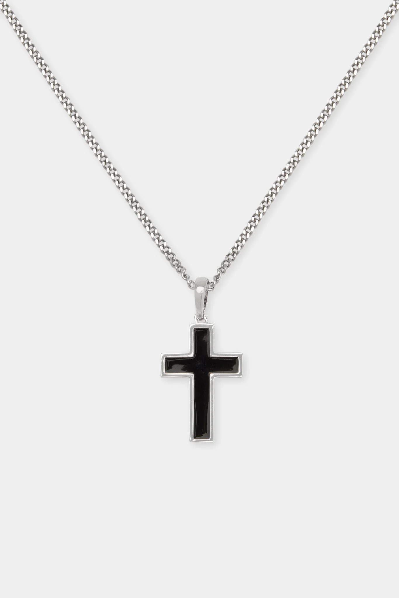 Black Enamel Micro Cross Pendant - 15mm - Image 2