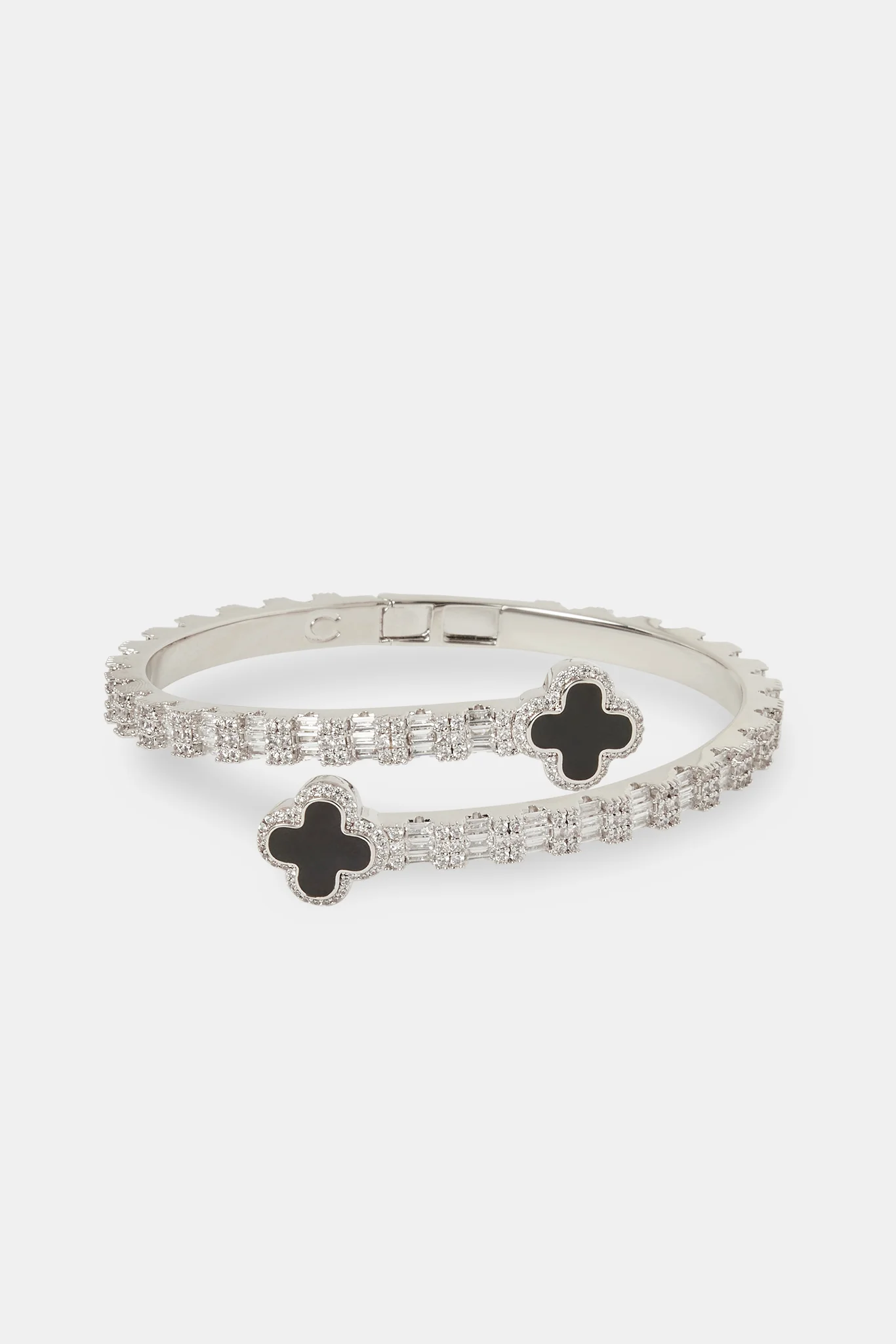 Black Enamel Motif Baguette Bangle - 8mm - Image 2