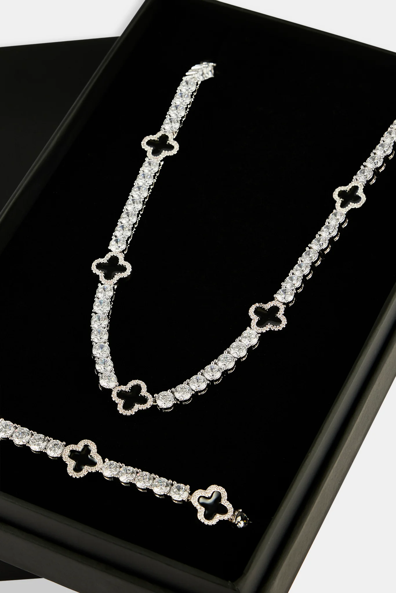 Black Motif Tennis Chain & Bracelet - 5mm - Image 3