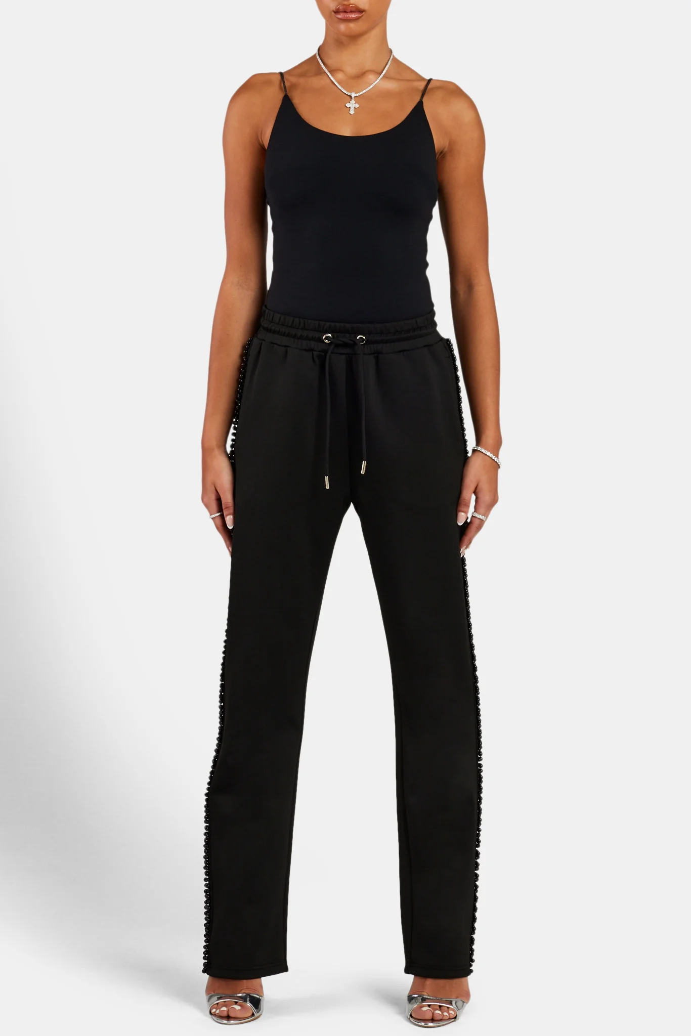 Black Bead Detail Jogger  - Black - Image 2