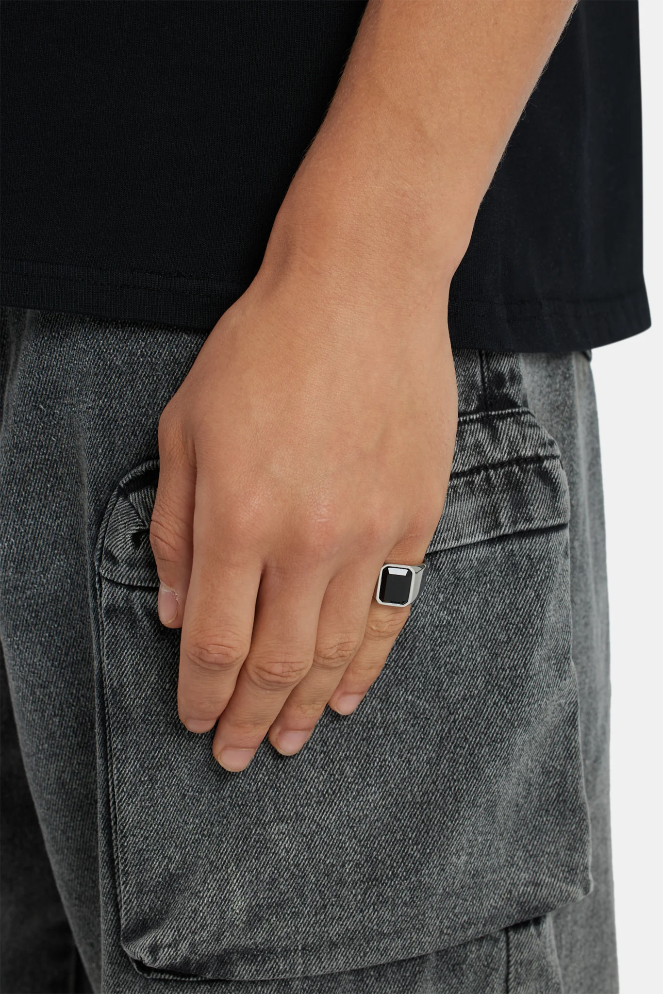 Black Stone Signet Ring - Image 2
