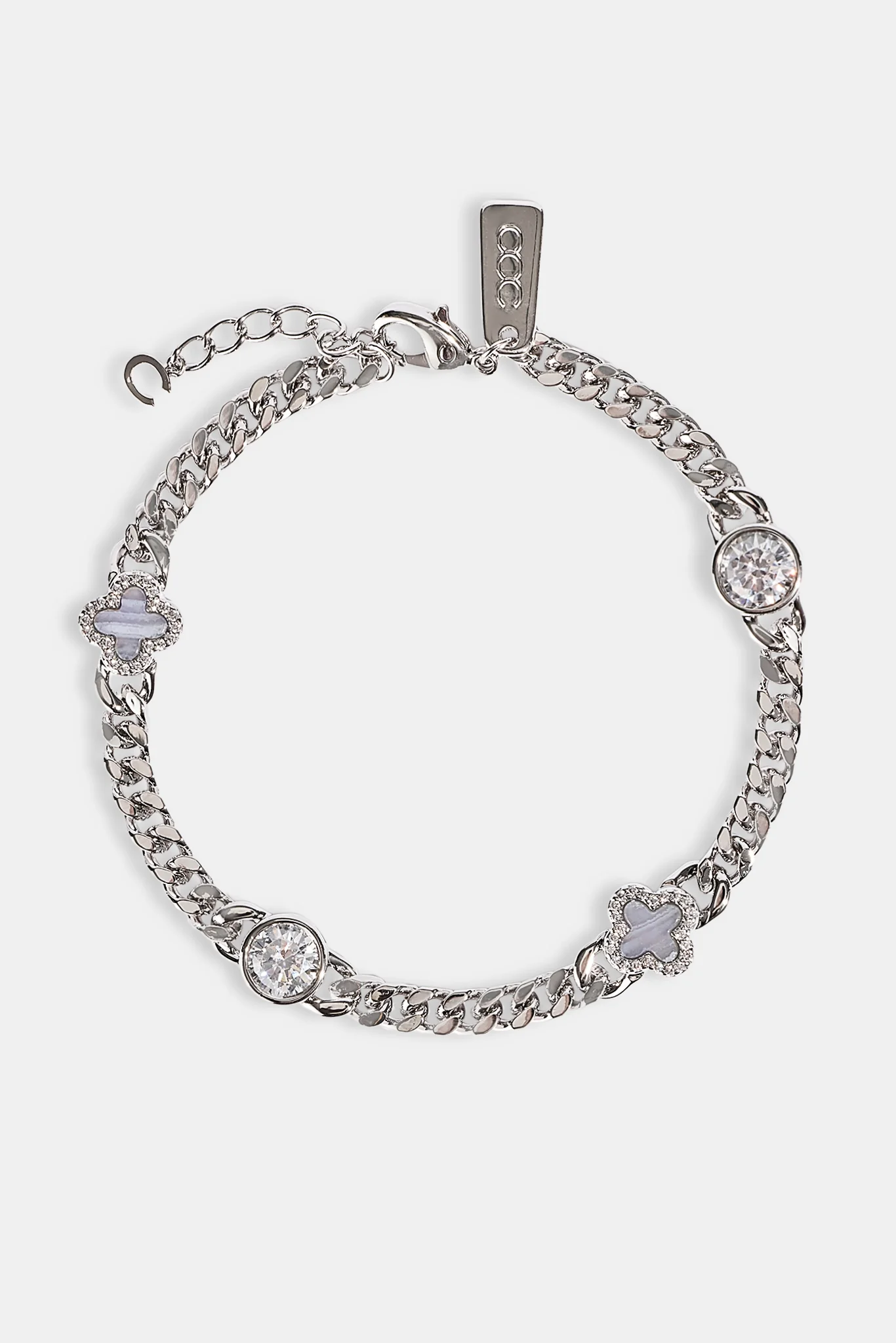 Blue Agate CZ Outline Miami Bracelet - 6mm - White - Image 2