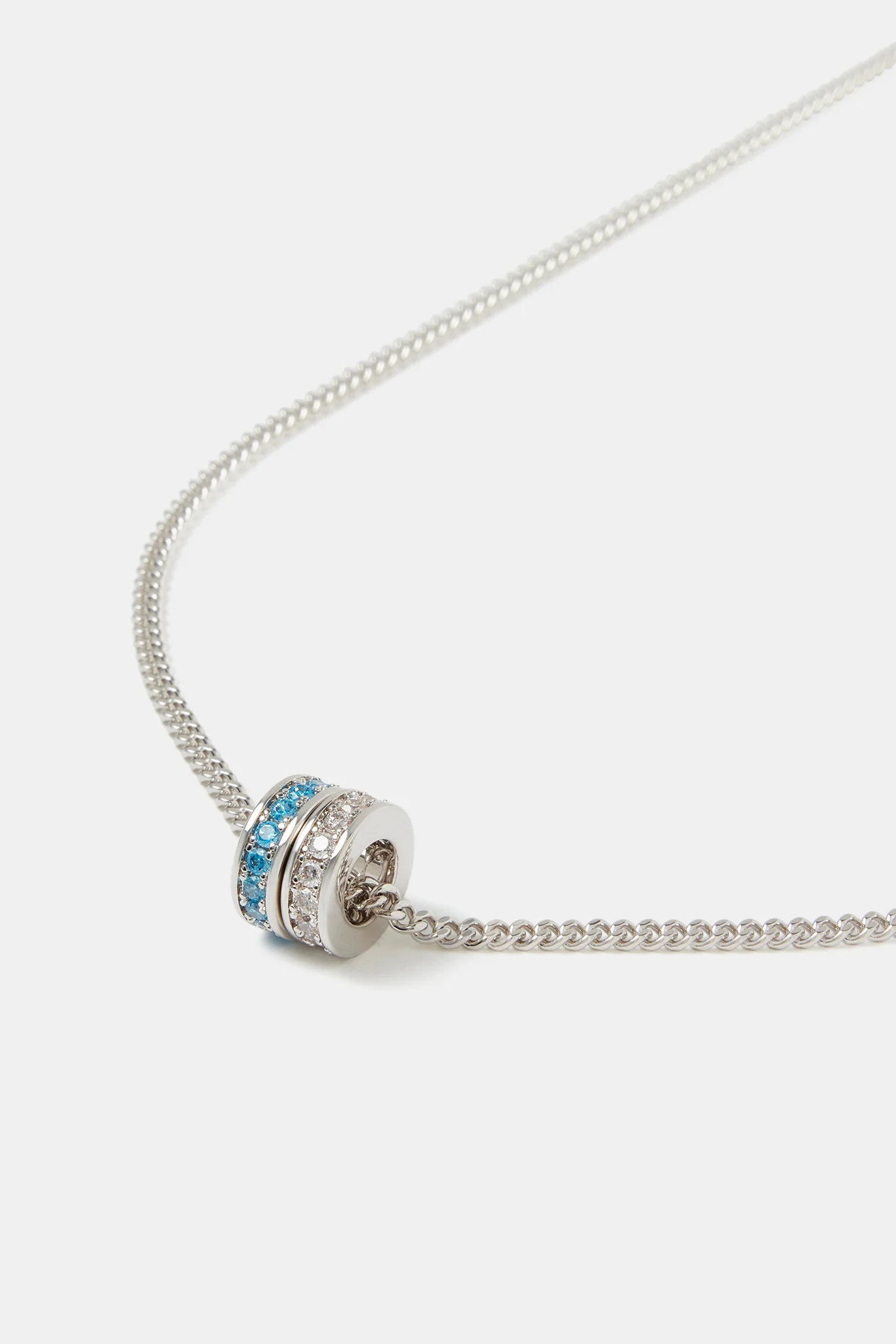 Blue & Clear Iced Ring Necklace - 15mm - Image 2